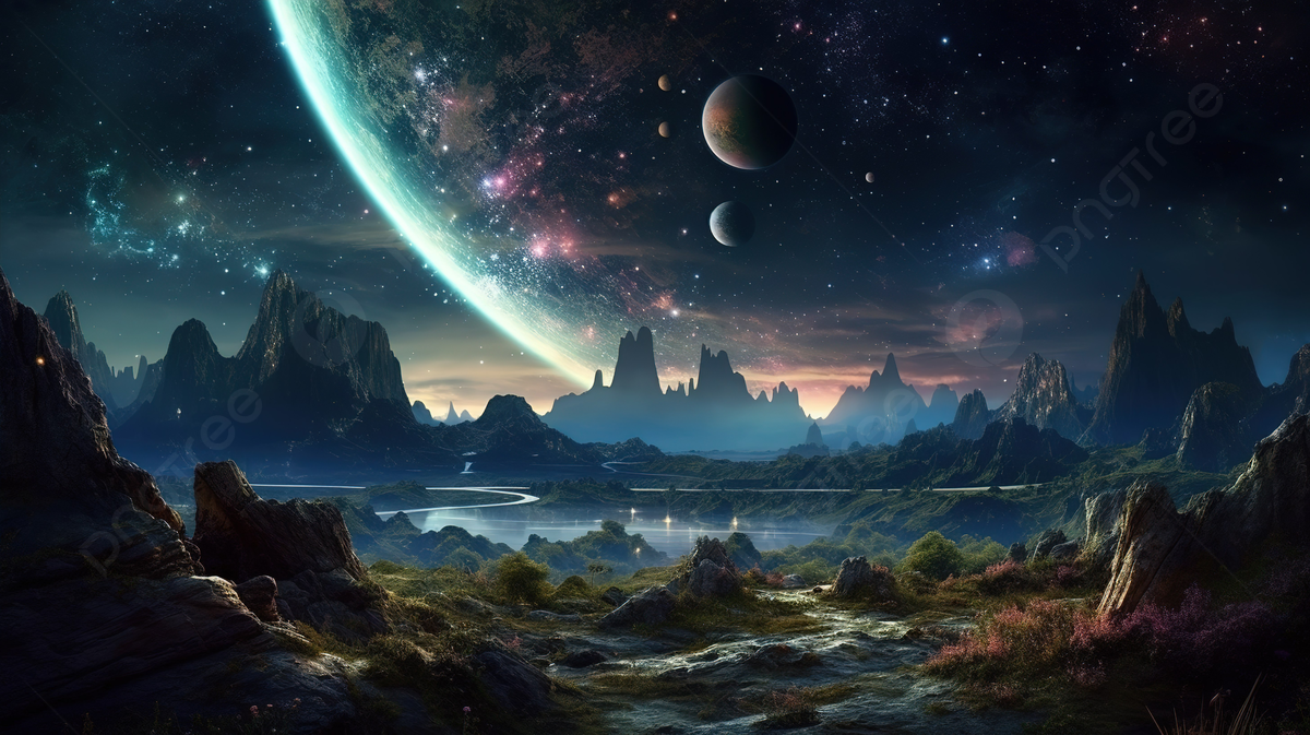 An Image Of A Landscape In Space Background, Pretty Space Picture Background Image And Wallpaper for Free Download