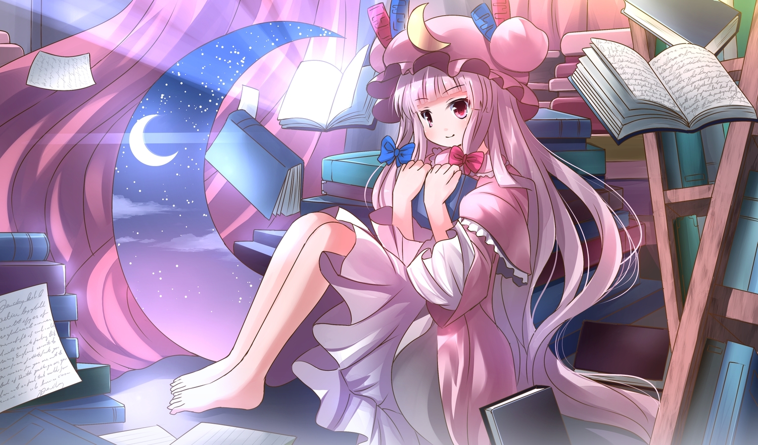 barefoot patchouli knowledge risutaru touhou. konachan.com.com Anime Wallpaper