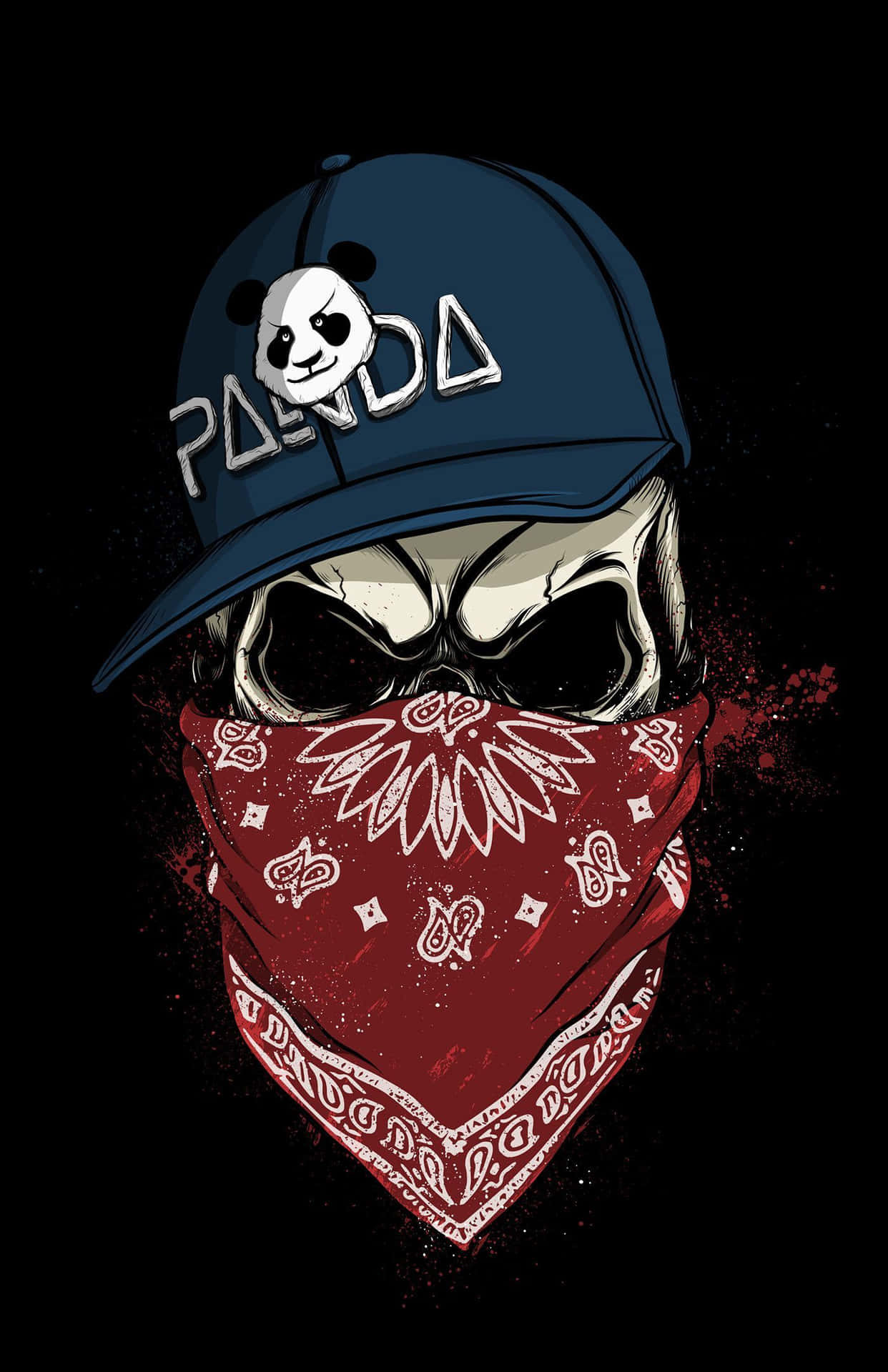 Download Dope Gangster Skull With Panda Cap Wallpaper