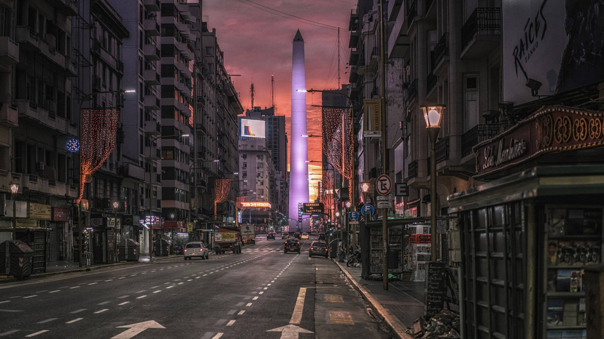 Download Argentina Obelisk Street Cityscape Wallpaper