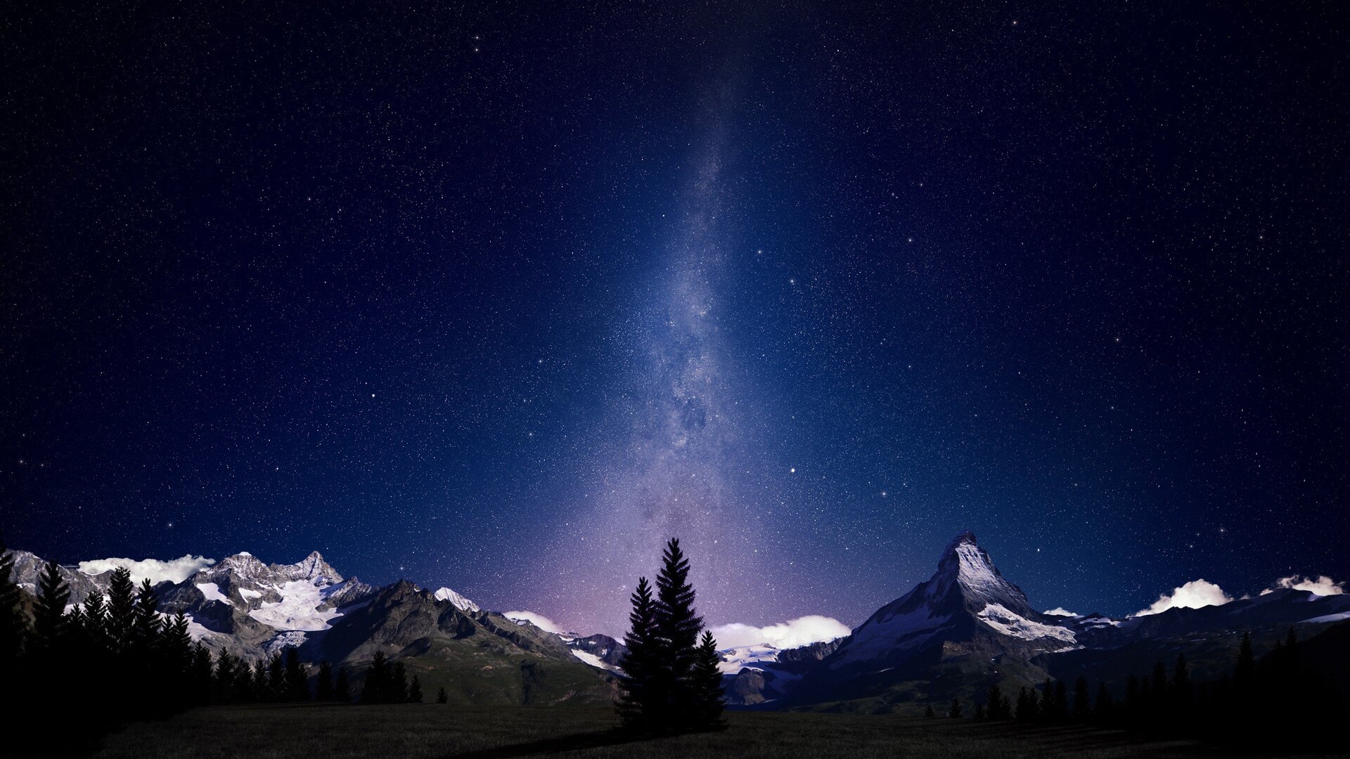 Swiss Alps Night HD Wallpaper
