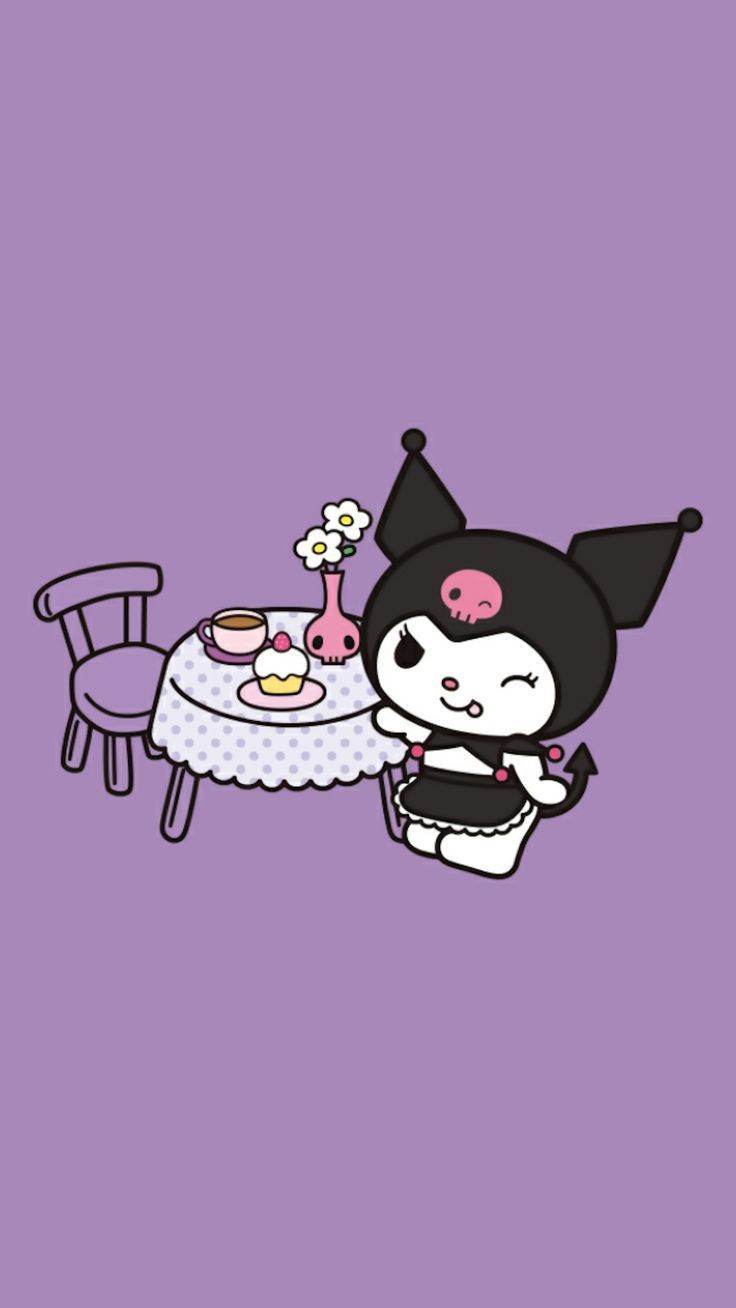 Kuromi wallpaper. Hello kitty background, Hello kitty drawing, Hello kitty picture