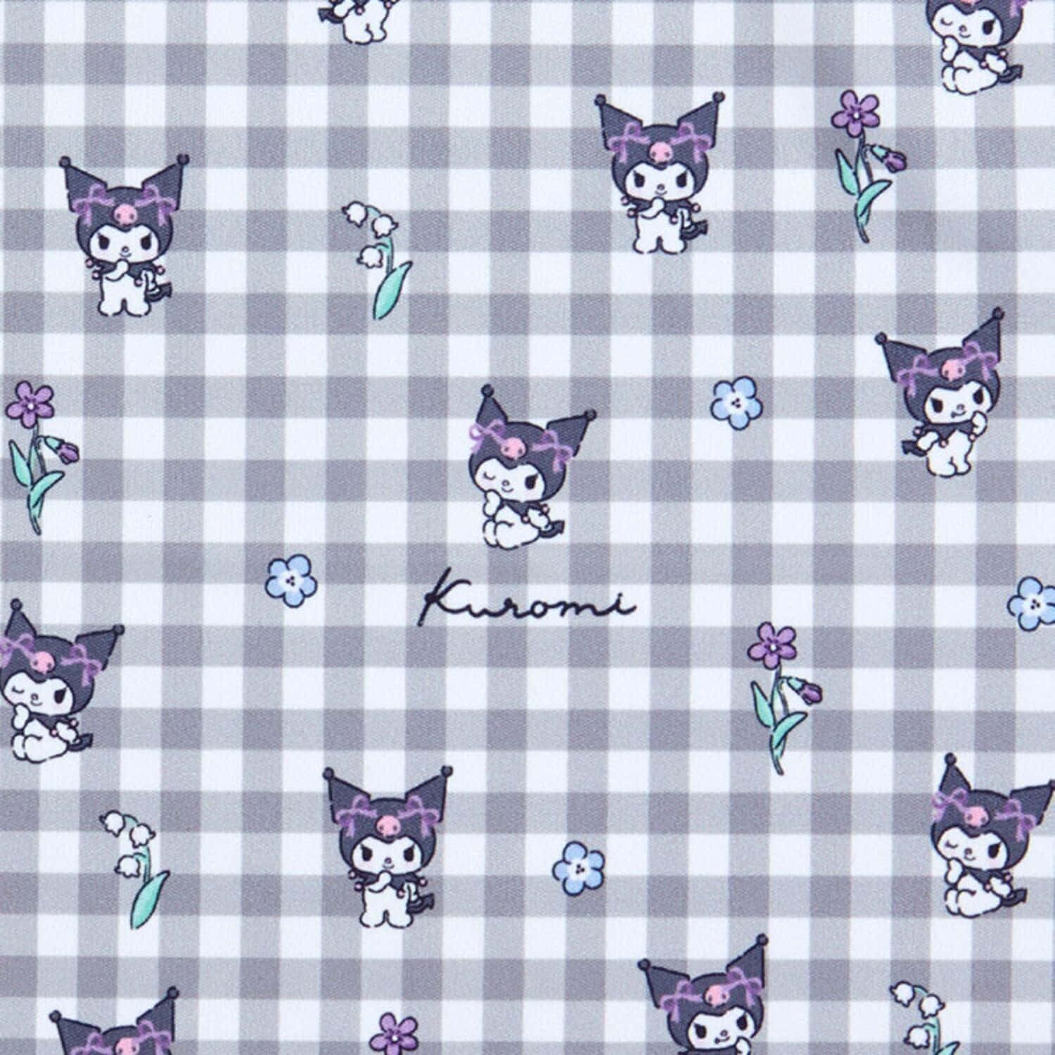 Download Caption: Adorable Kuromi Pattern Wallpaper