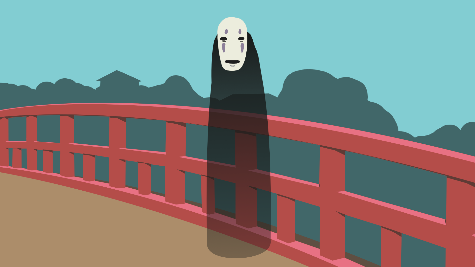 Mask, Anime, Spirited Away, Artwork, Minimalism, No Face, Fan Art, Kaonashi, Cyanx1080 Wallpaper