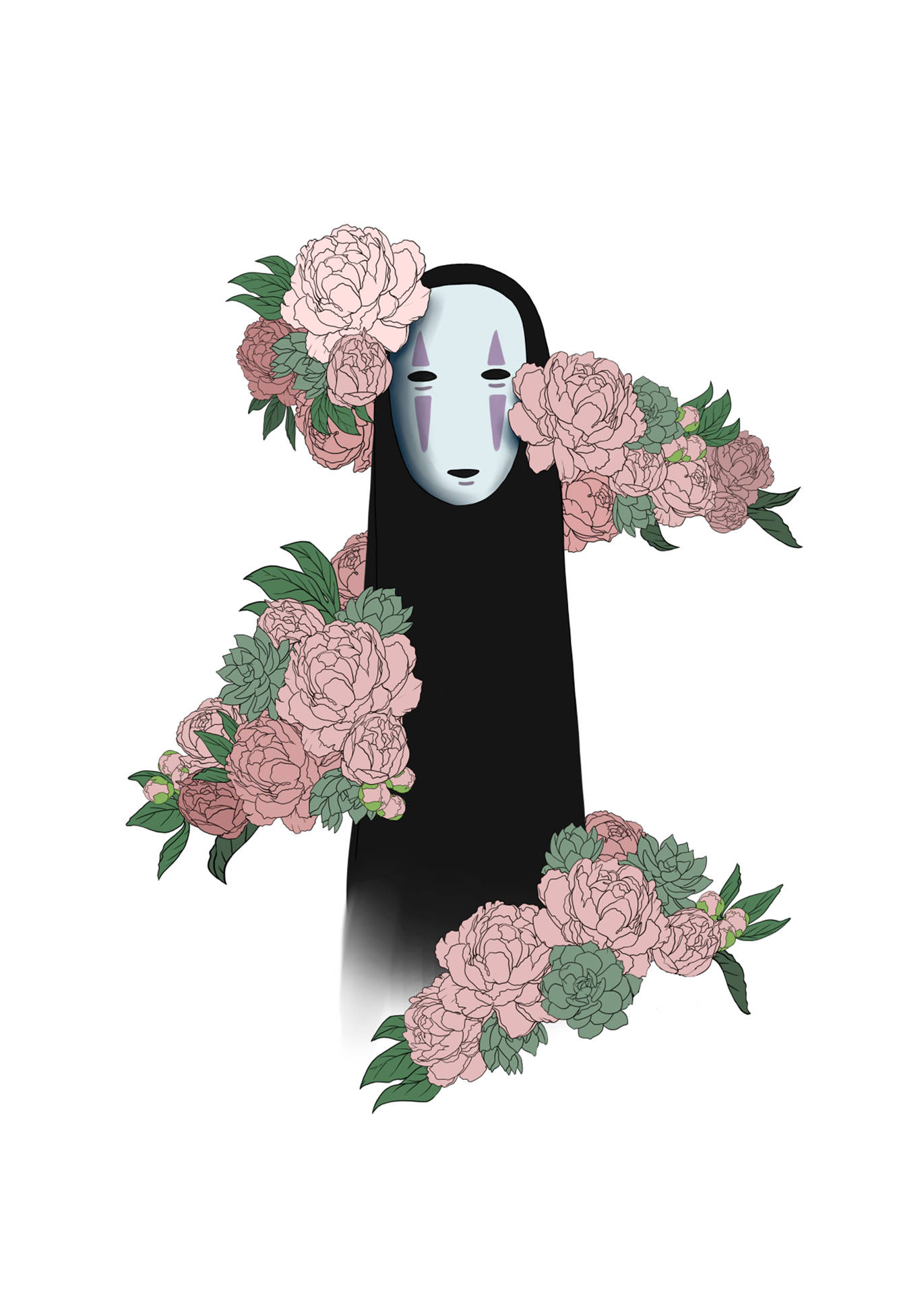 Download No Face Floral Artwork Wallpaper