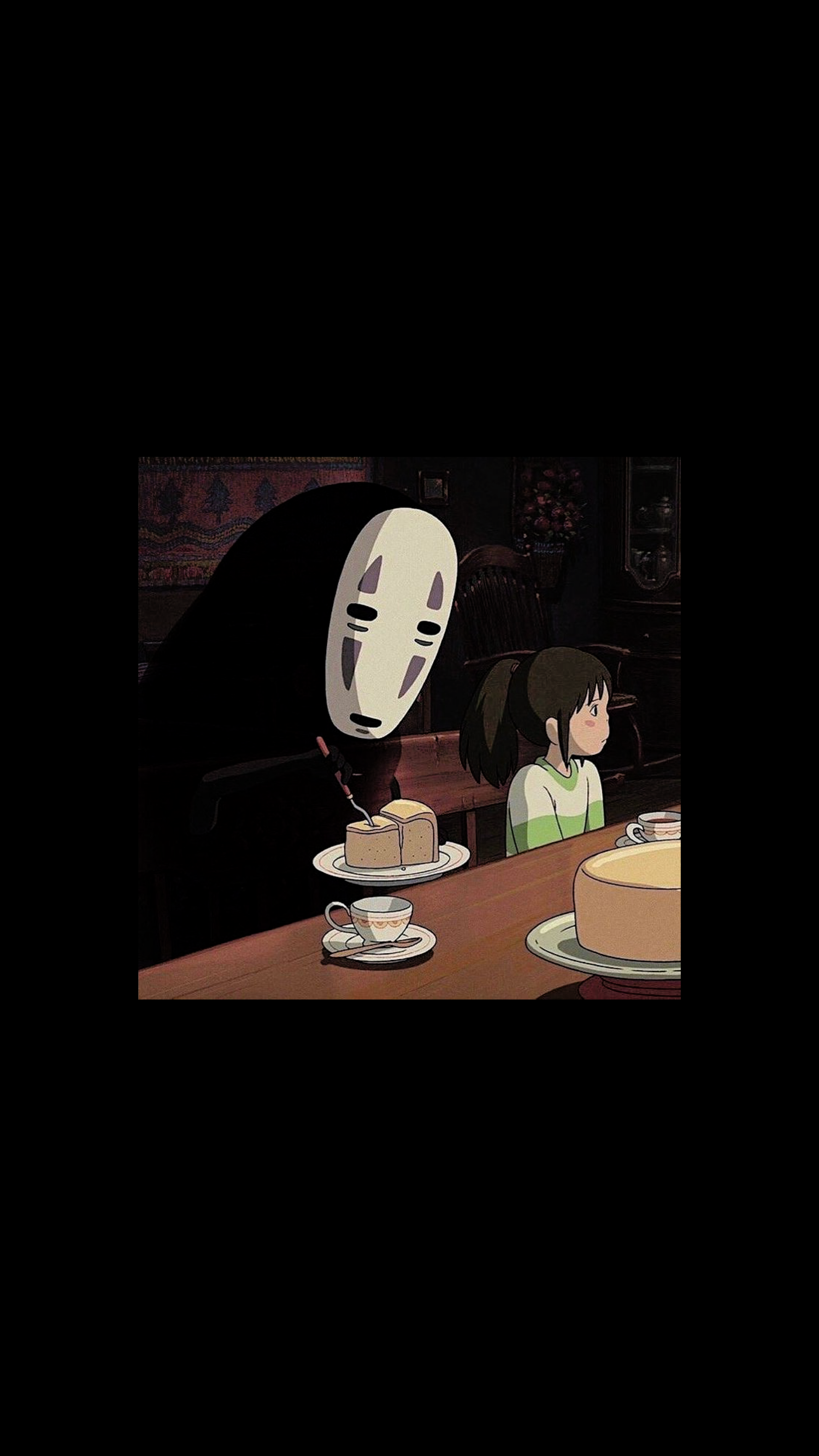 No Face And Sen Eating Framed Amoled Wallpaper