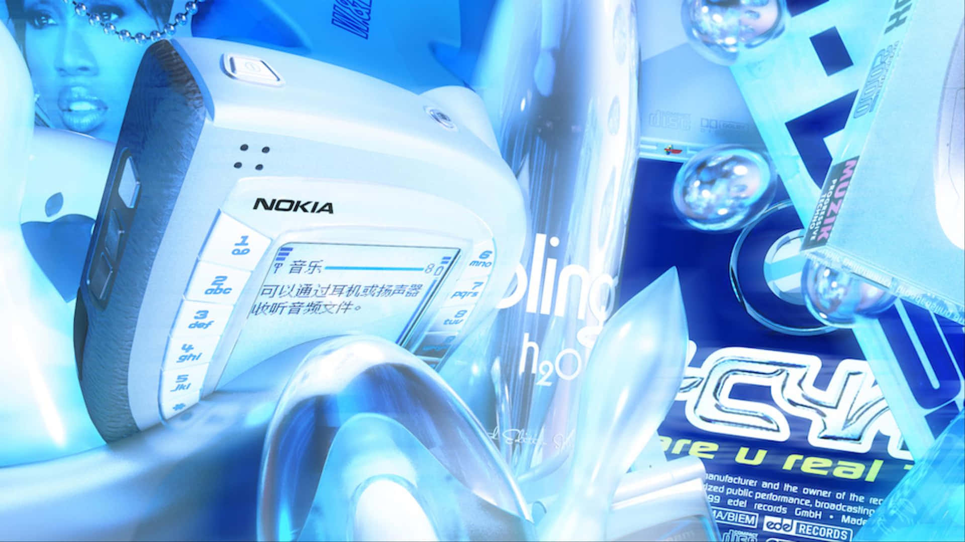 Download Nokia Blue Cyber Y2K Aesthetic Wallpaper