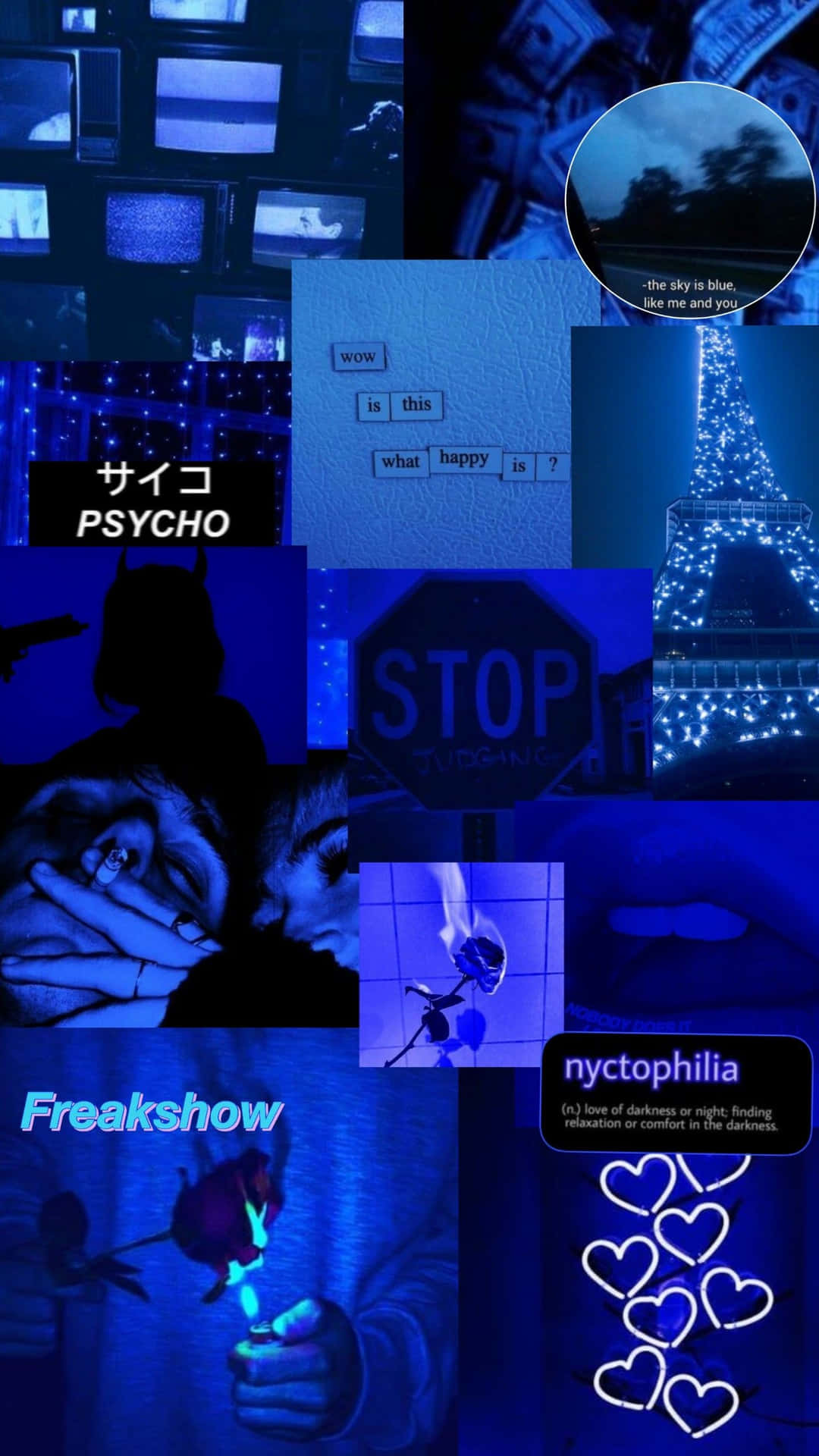 Download Aesthetic Blue Psycho Collage picture