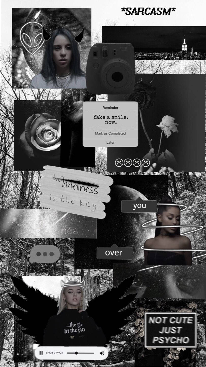 Download Cute Black And White Aesthetic Pop Star Collage Wallpaper