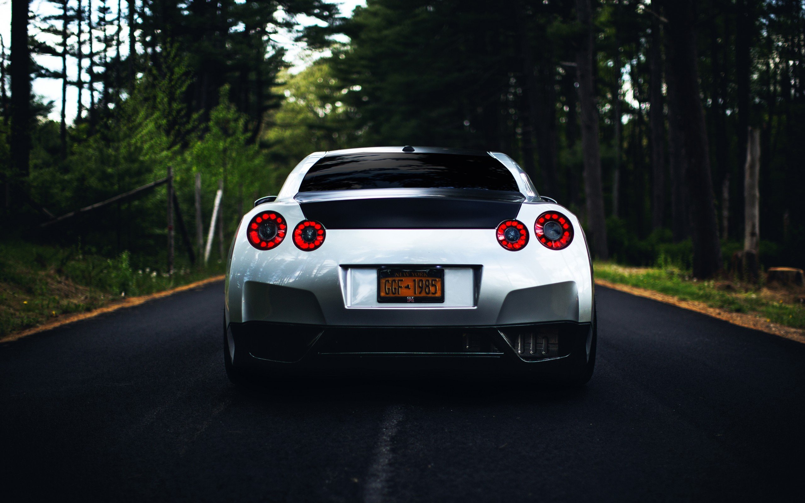 Nissan GTR R35 car back road wallpaperx1600