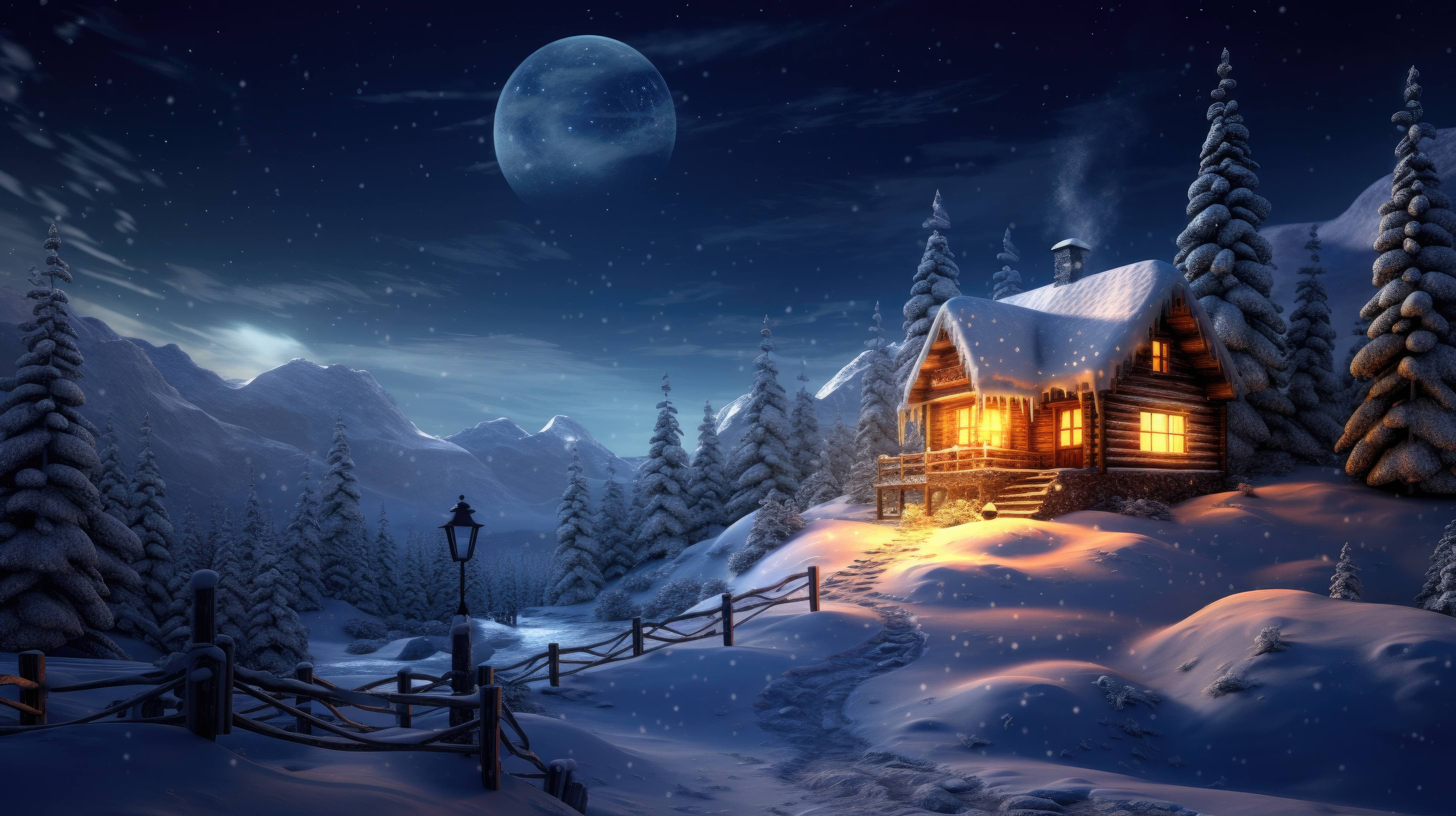 A Desktop Wallpaper Of A Snow Covered