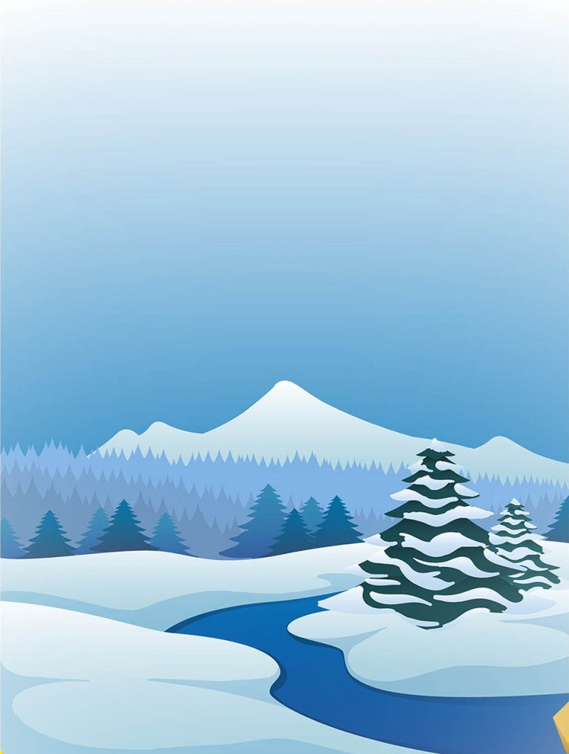 Winter Snow Forest Cartoon Drawing Poster Background. PSD Free Download