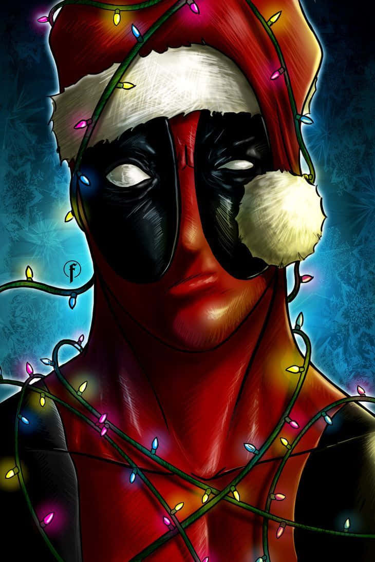 Download Marvel Christmas Lights Deadpool Digital Art Wallpaper