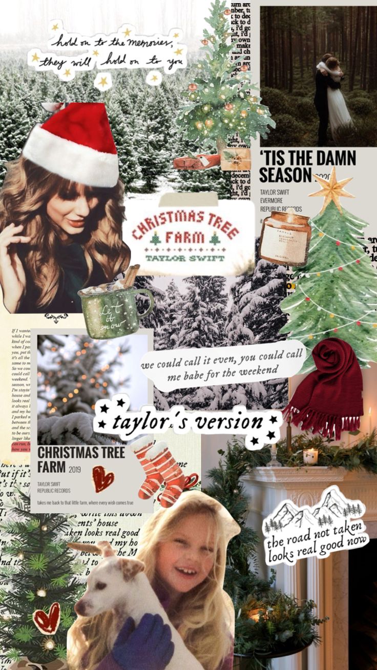taylorswift #christmas #aesthetic #christmastreefarm #tisthedamnseason #backtodecember. Taylor swift christmas, Taylor swift wallpaper, Christmas collage