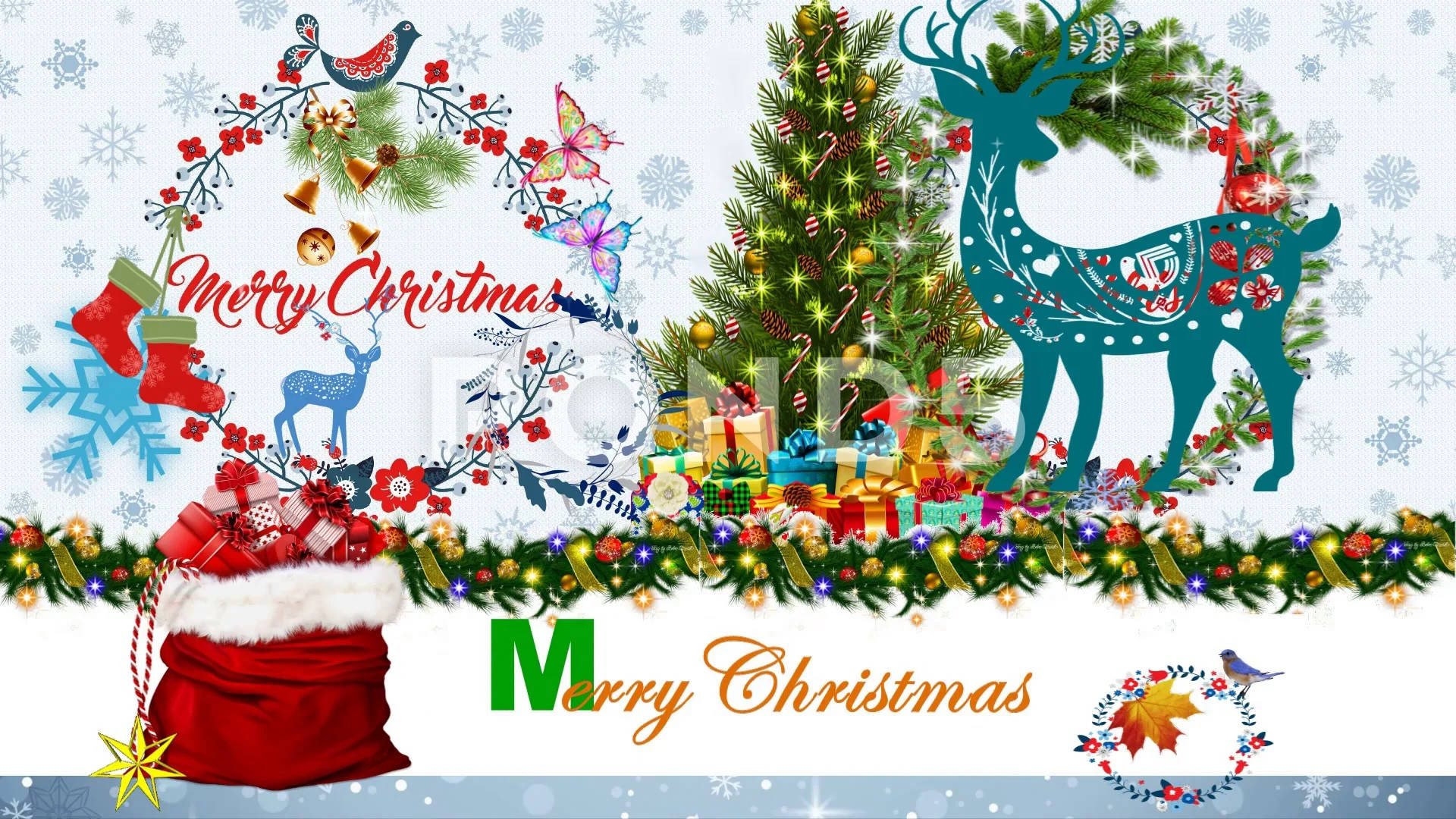 Download Christmas Collage Greeting Card Wallpaper
