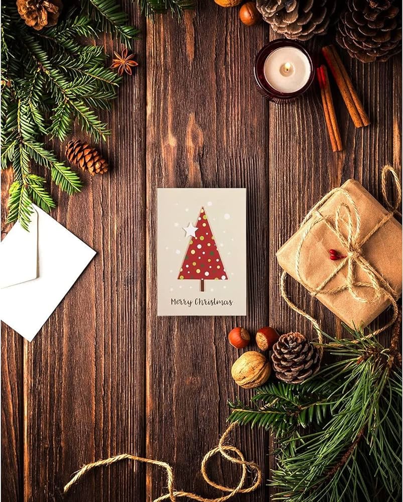 Pack Merry Christmas Greeting Cards with Envelopes, Blank Inside, 6 Festive Designs, 5 x 7 In, Office Products