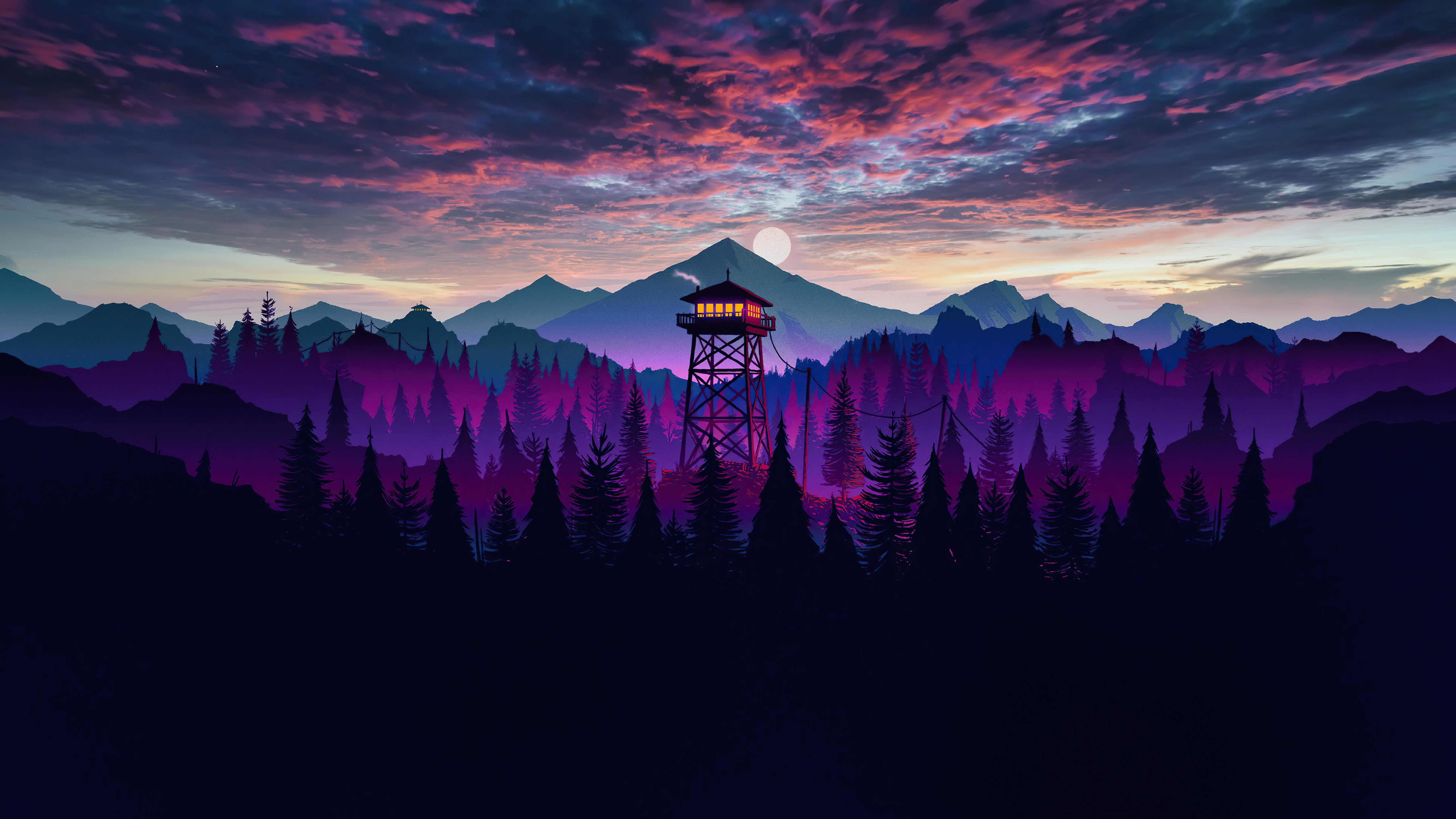 Firewatch Landscape Purple Sky Wallpaper, HD Games Wallpaper, 4k Wallpaper Image, Background, Photos and Picture