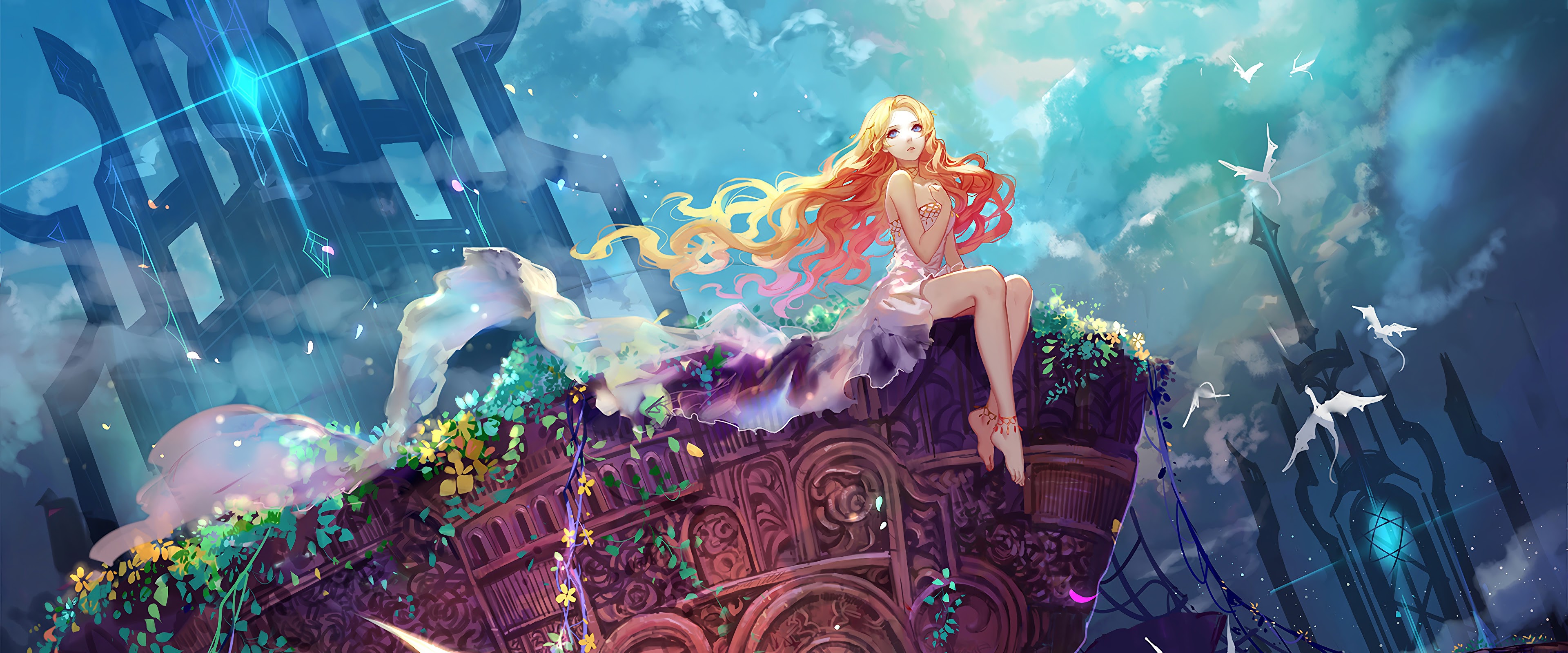 Fantasy Blonde Girl Anime 4K Wallpaper