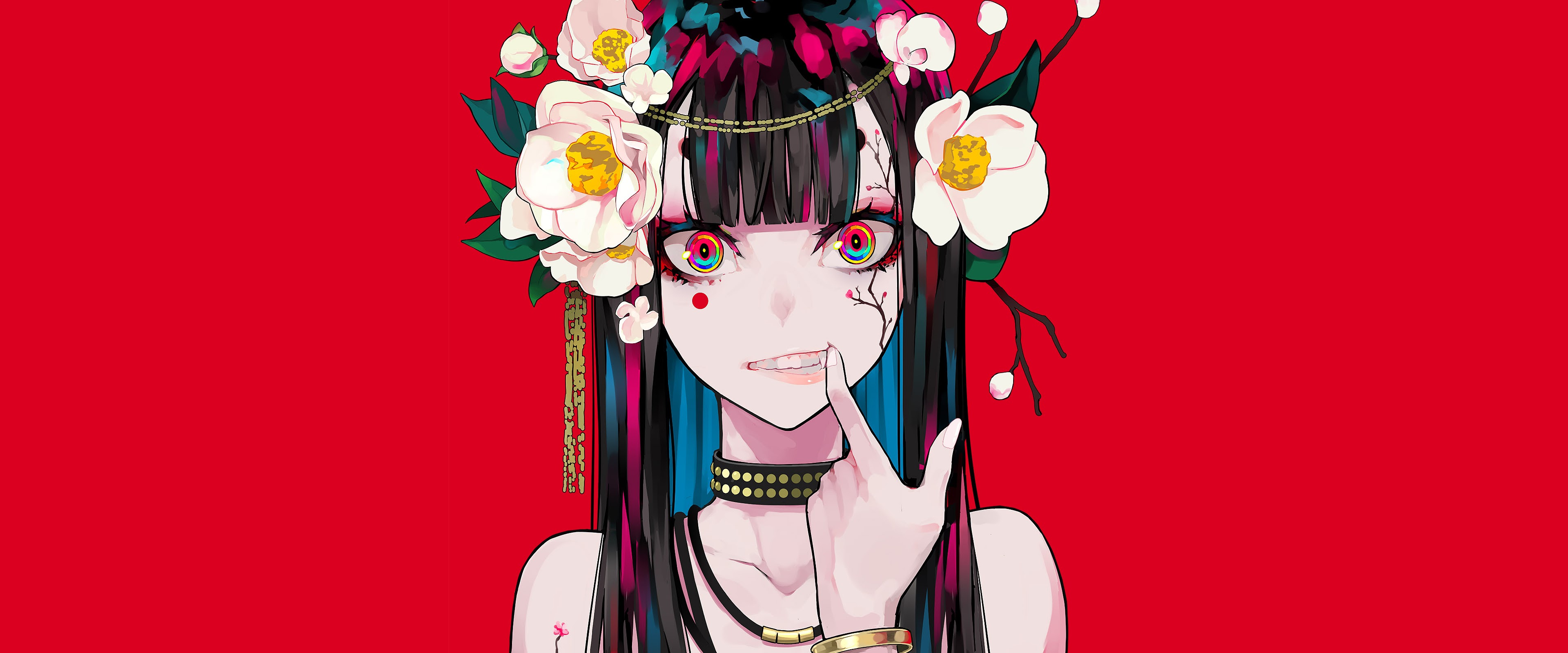 Anime Girl Flower 4K Wallpaper