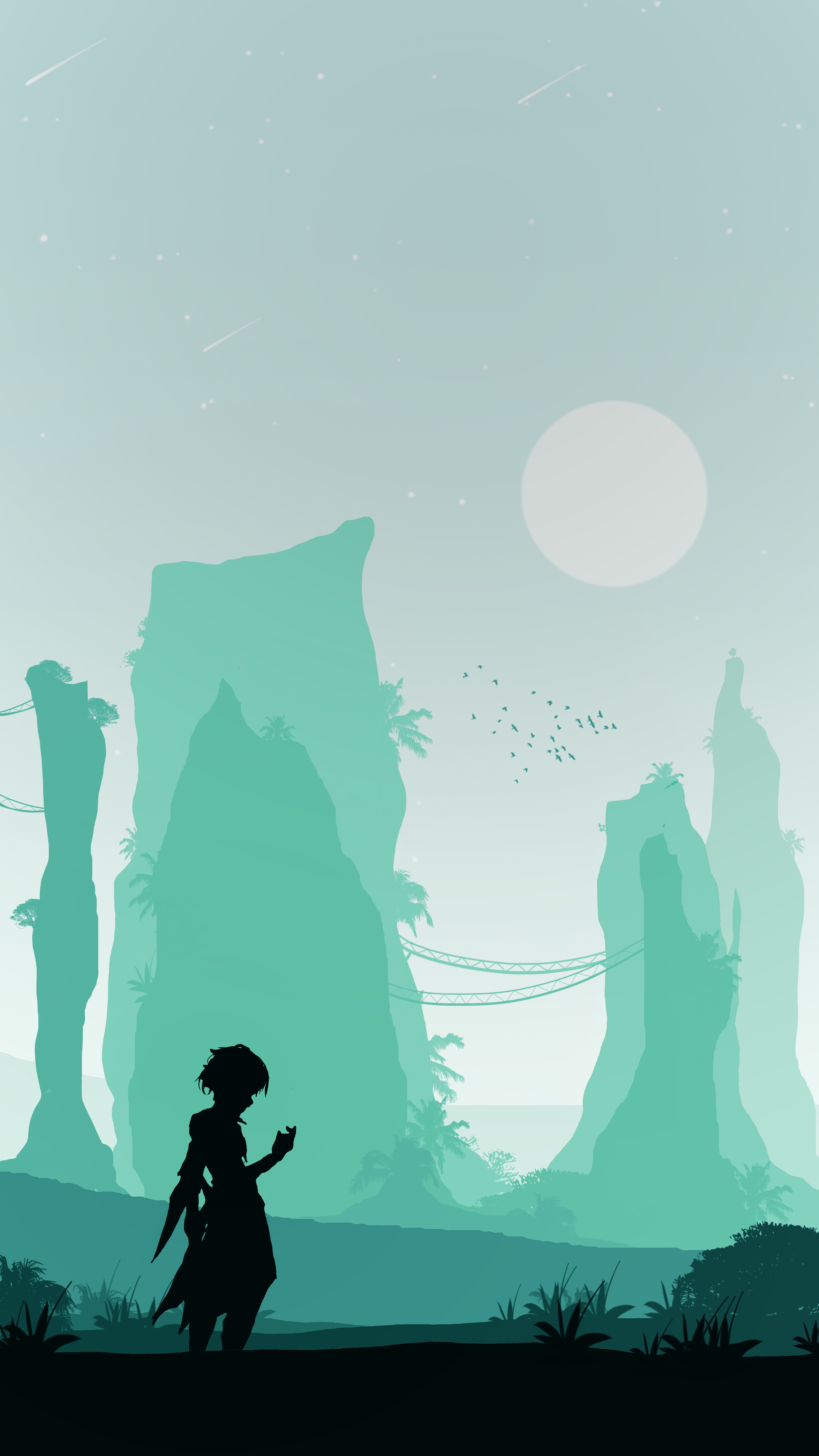 My Custom Xiao Themed Wallpaper I Drew A Long Time Ago, R Genshin_Impact