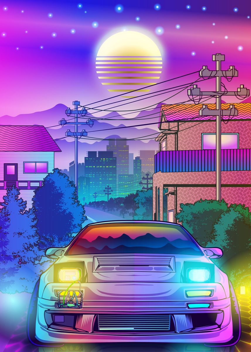 mazda rx7 Synthwave ' Poster