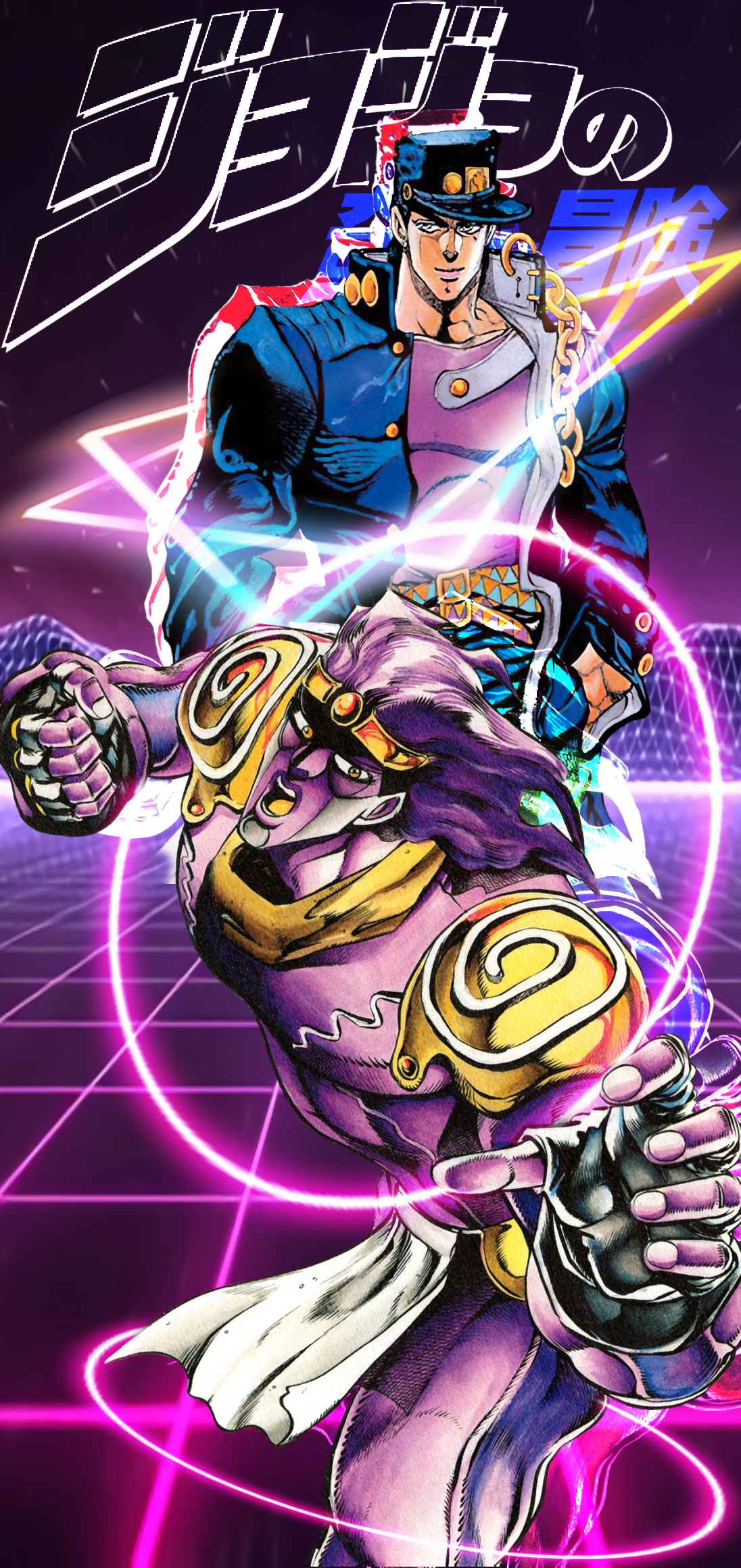 Jotaro and Star Platinum phone wallpaper