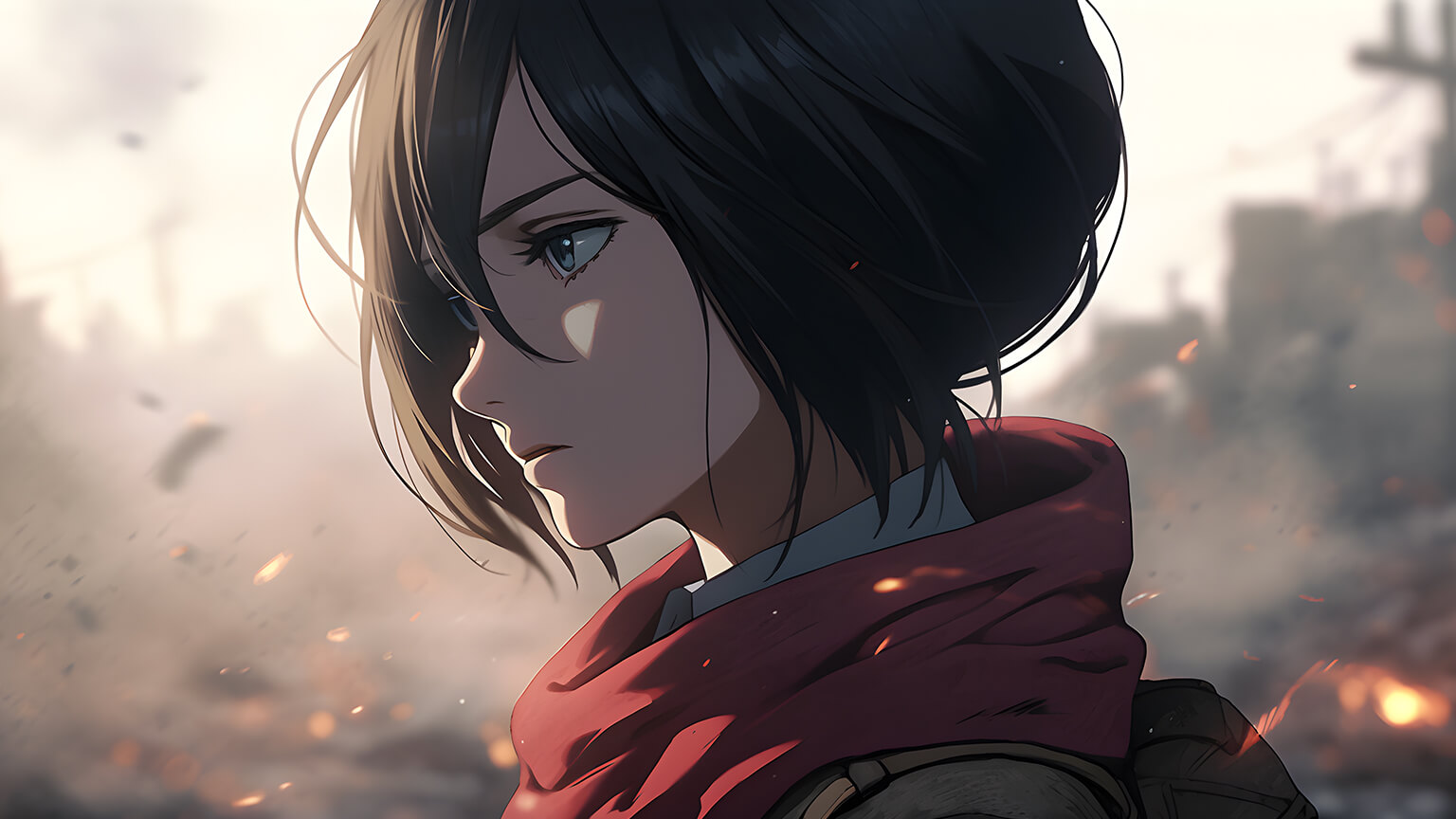 AoT Sad Mikasa Ackerman Desktop Wallpaper Wallpaper 4K