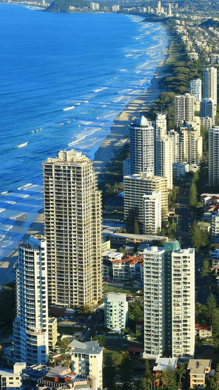 Gold Coast Australia Beach Line Free Download Wallpaper for Phones