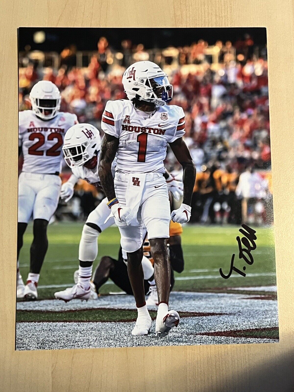 NATHANIEL TANK DELL HAND SIGNED 8x10 PHOTO AUTOGRAPHED HOUSTON COUGARS STAR COA
