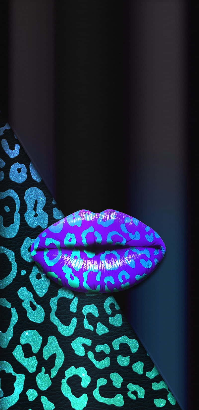 Download Purple Lips In Blue Cute Cheetah Print Wallpaper