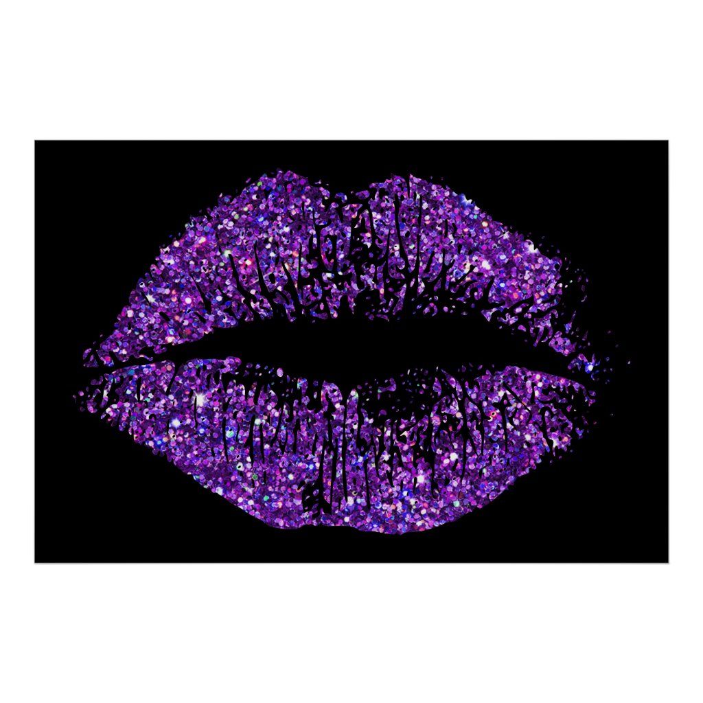 Purple Glitter Lips Poster. Zazzle. Purple aesthetic, Purple glitter wallpaper, Purple glitter