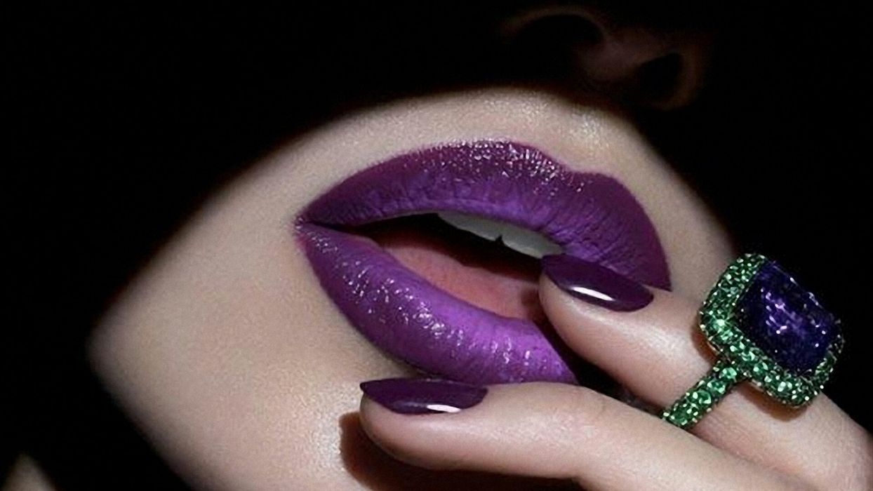 LIPS face shadow makeup fingernail lipstick purple wallpaperx1080