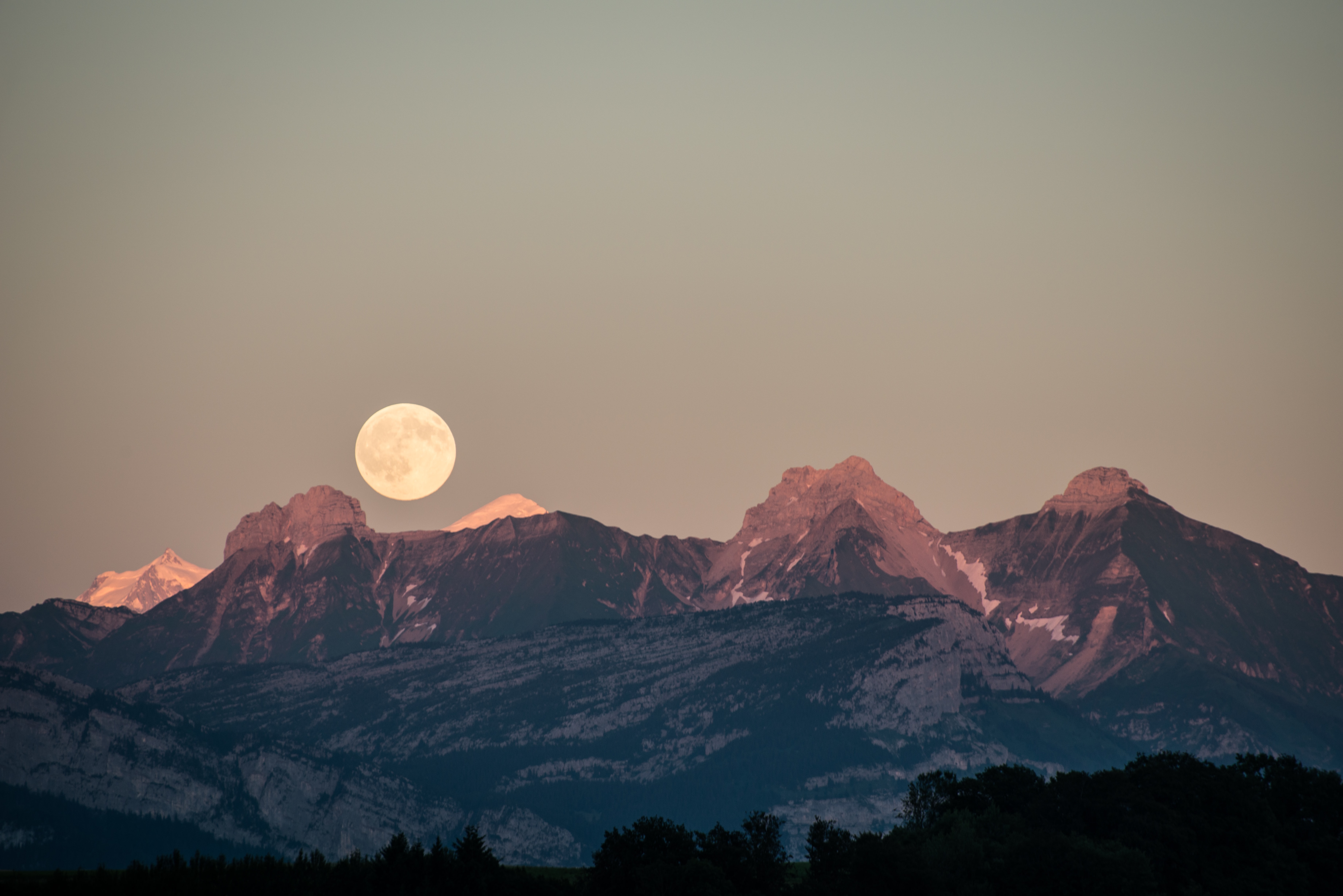 Mountains Wallpaper 4K, Moon, Scenic, France, 5K, 8K