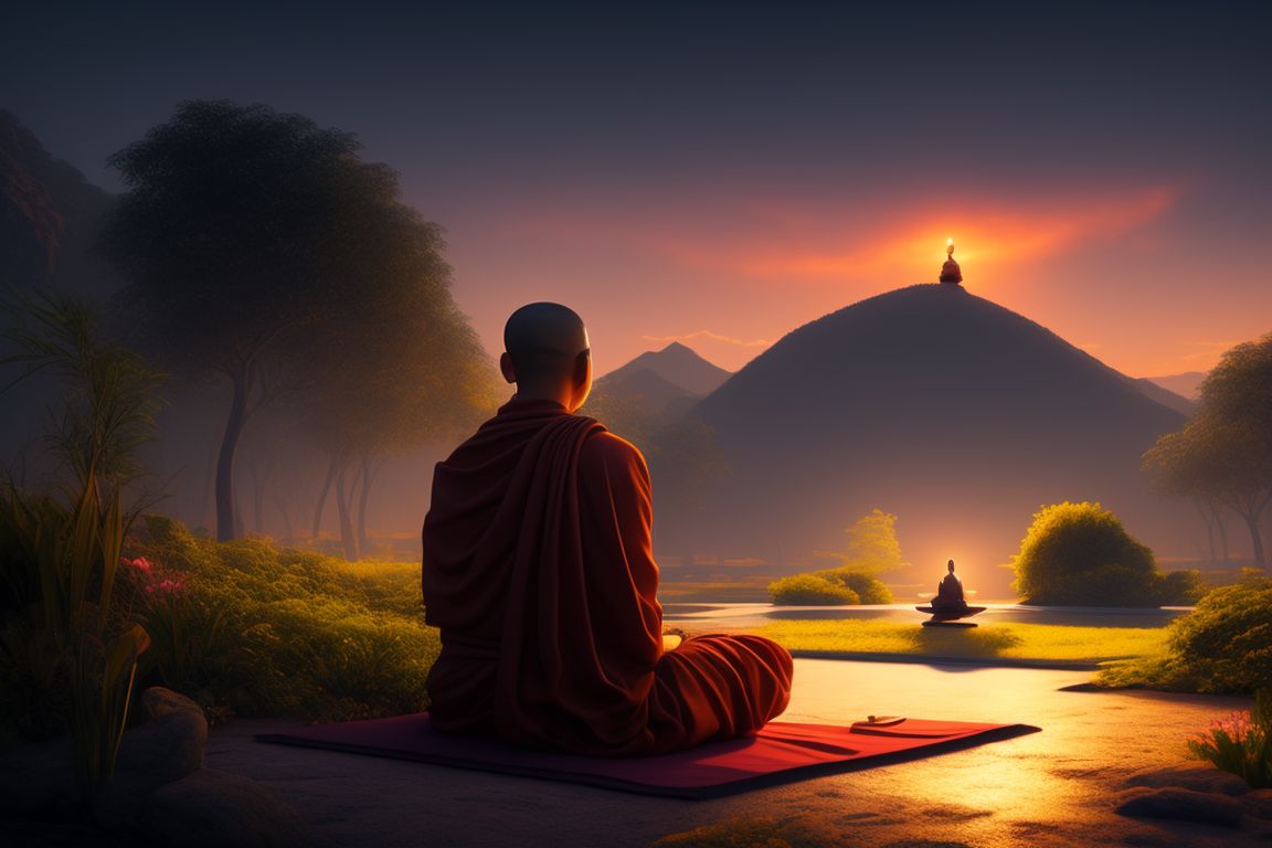 Droopy Goat290: A Realistic Monk Meditating