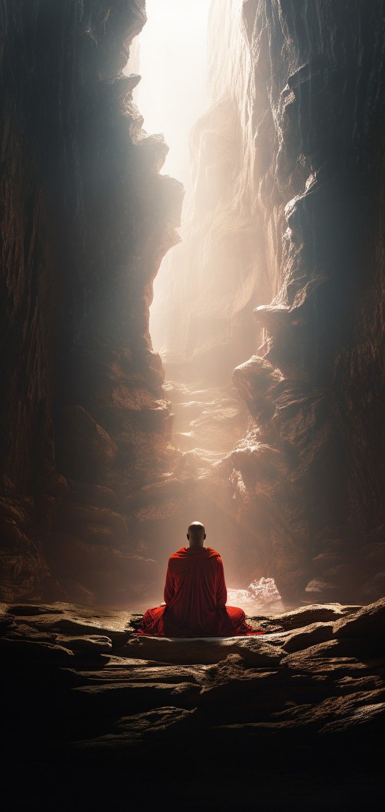 Monk meditating in cave. Monk meditation, Abstract art wallpaper, Art wallpaper