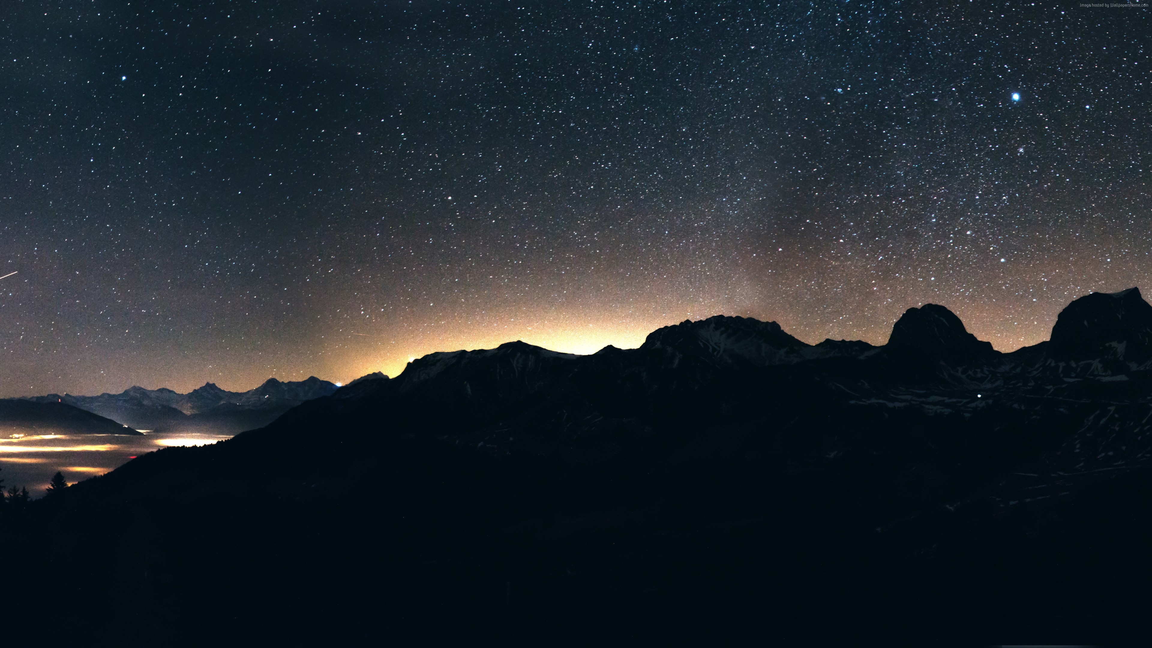 Stock Image night, sky, mountains, 8k, Stock Image Wallpaper Download Resolution 4K Wallpaper