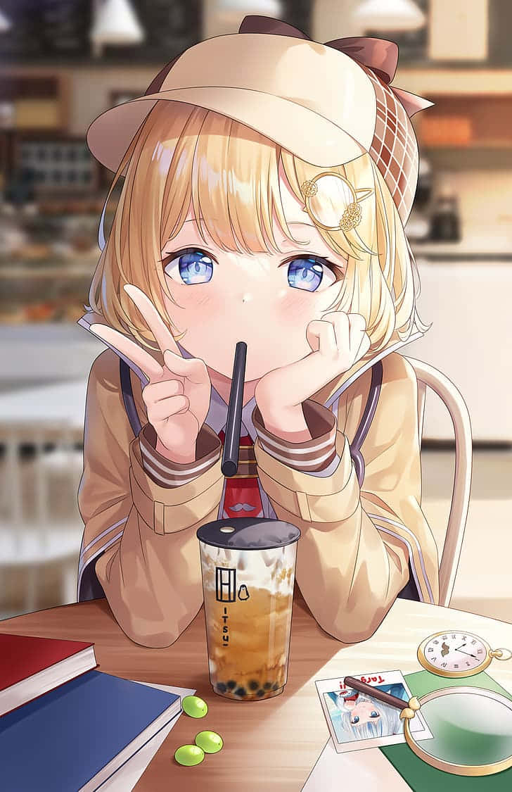 Download Enjoy a colorful beverage with Bubble Tea Anime Wallpaper