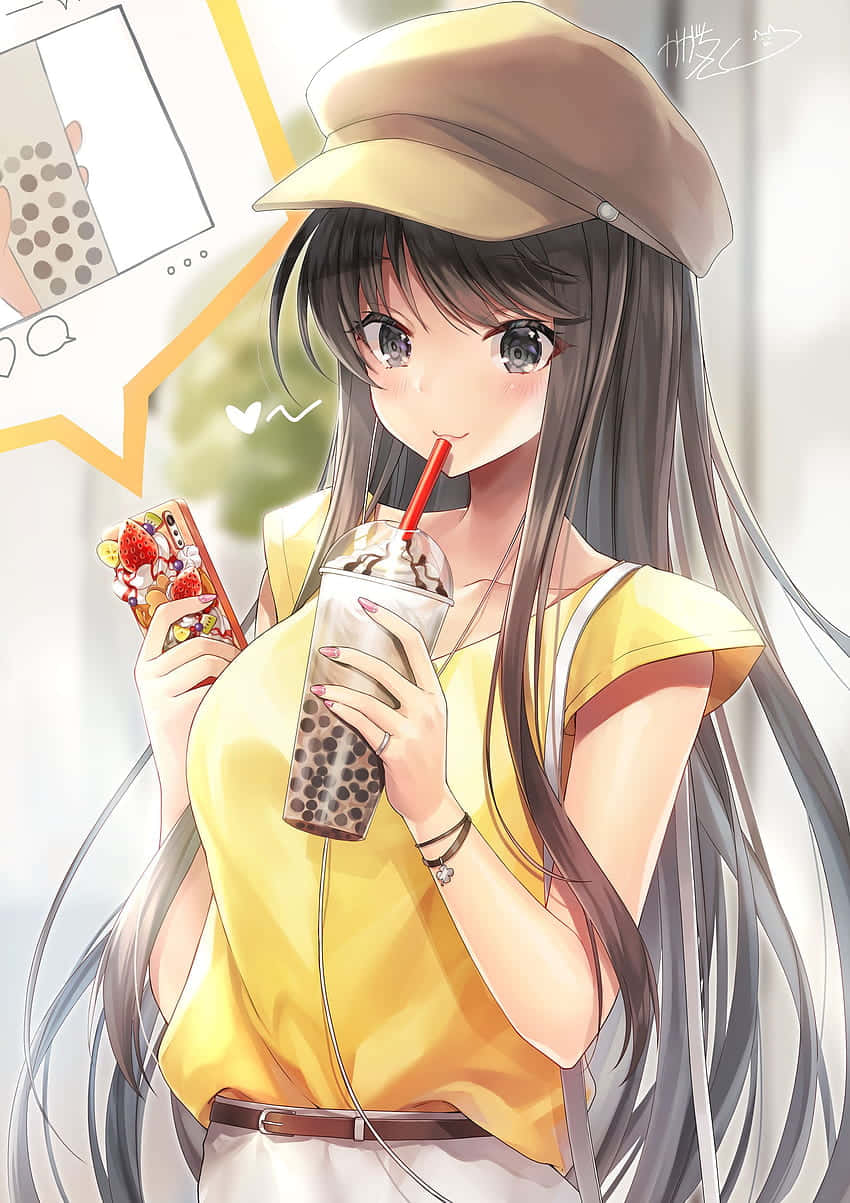Download A Bubble Tea Anime Fan is Me Wallpaper