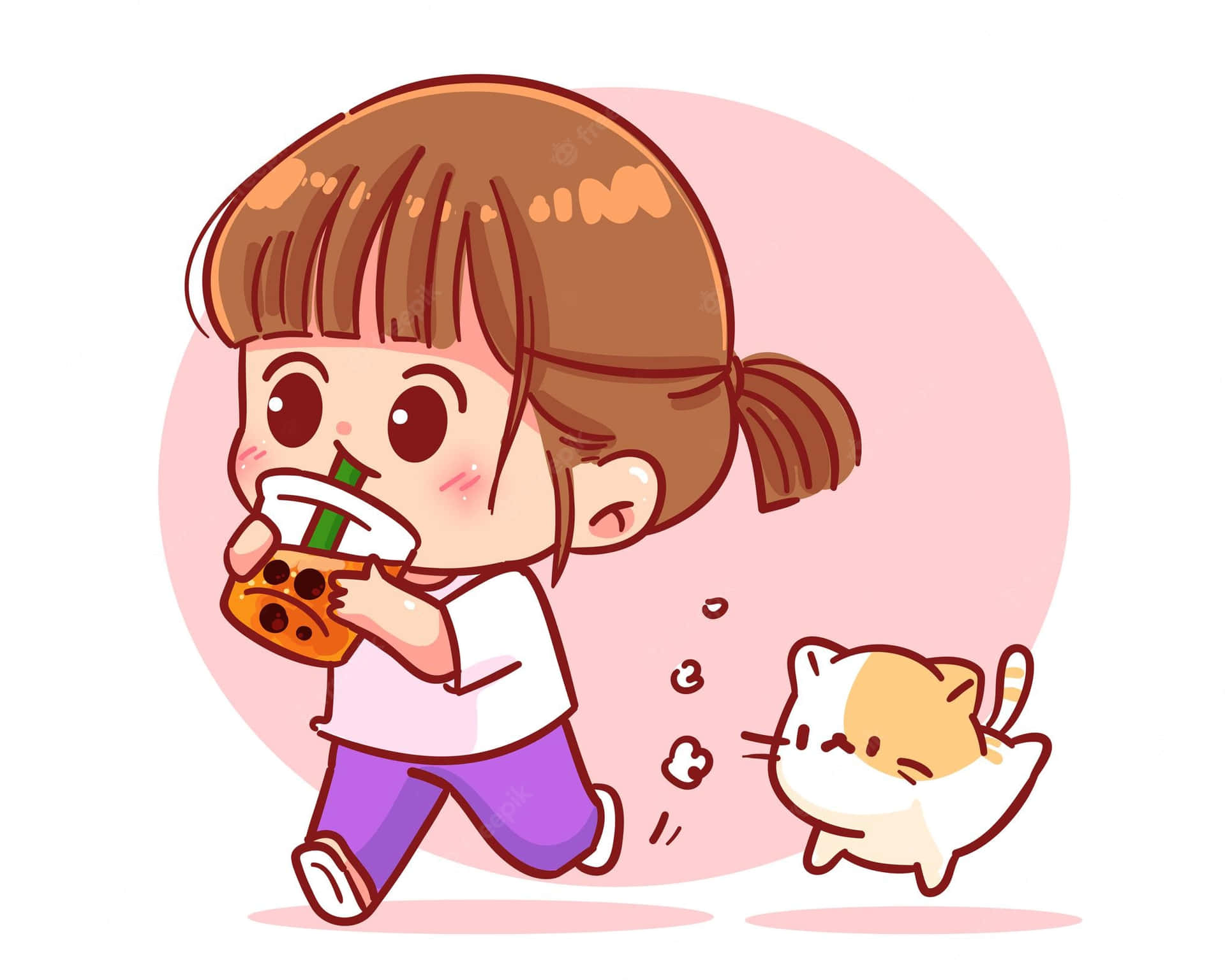 Bubble Tea Anime Wallpaper