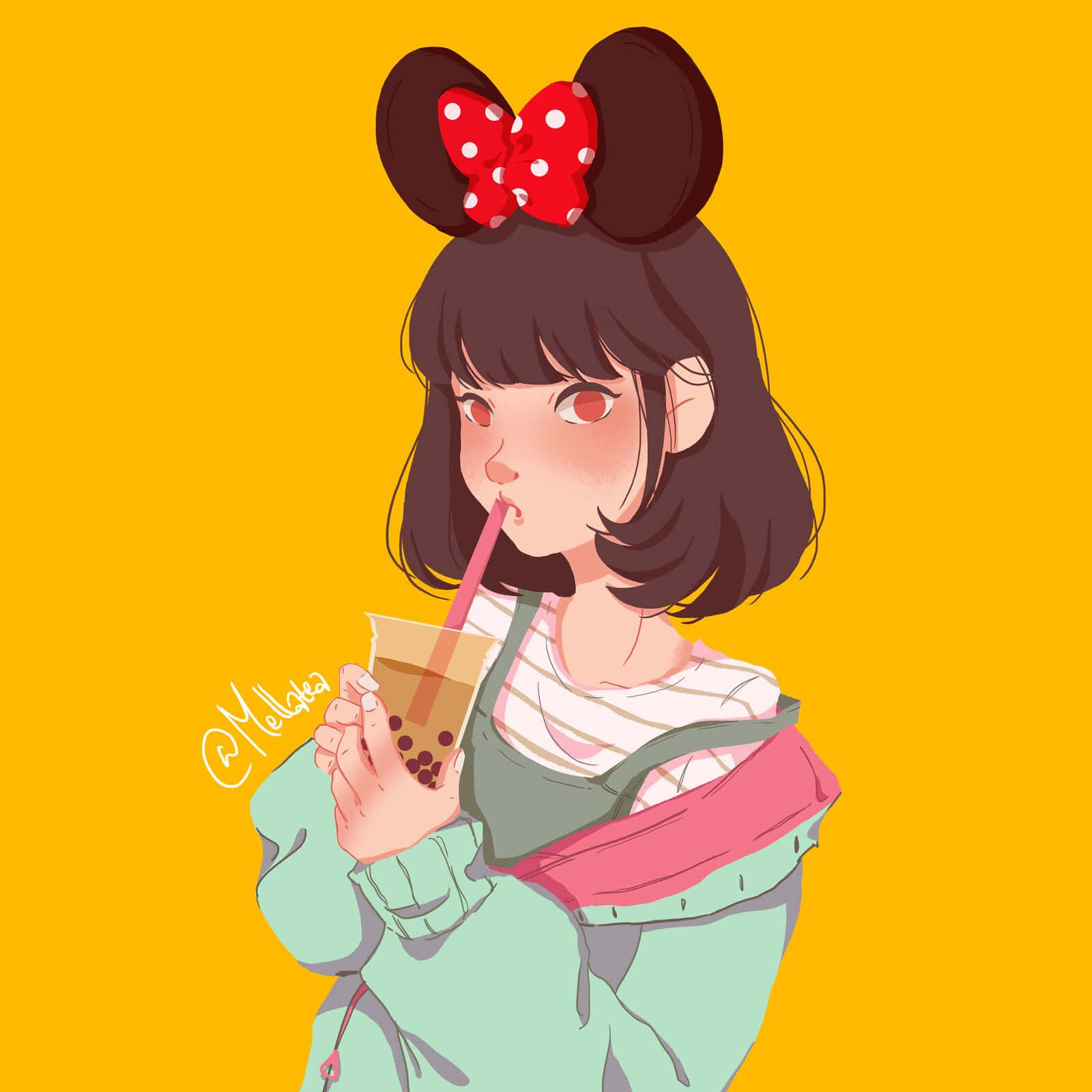 Download Enjoy a sweet and delicious bubble tea with your favorite anime! Wallpaper