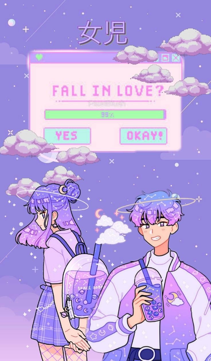 Aesthetic purple. Cute kawaii drawings, Cute cartoon wallpaper, Cute wallpaper