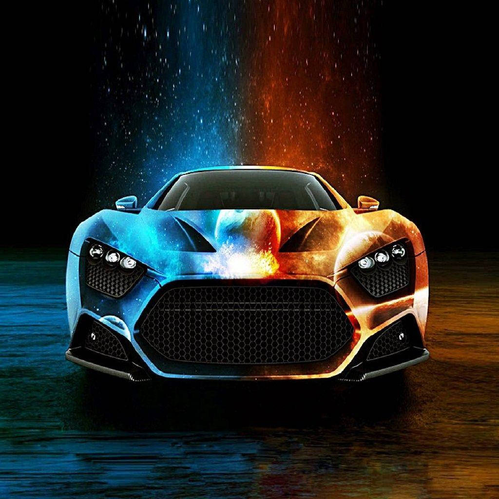 Download Neon Blue And Orange Car Wallpaper