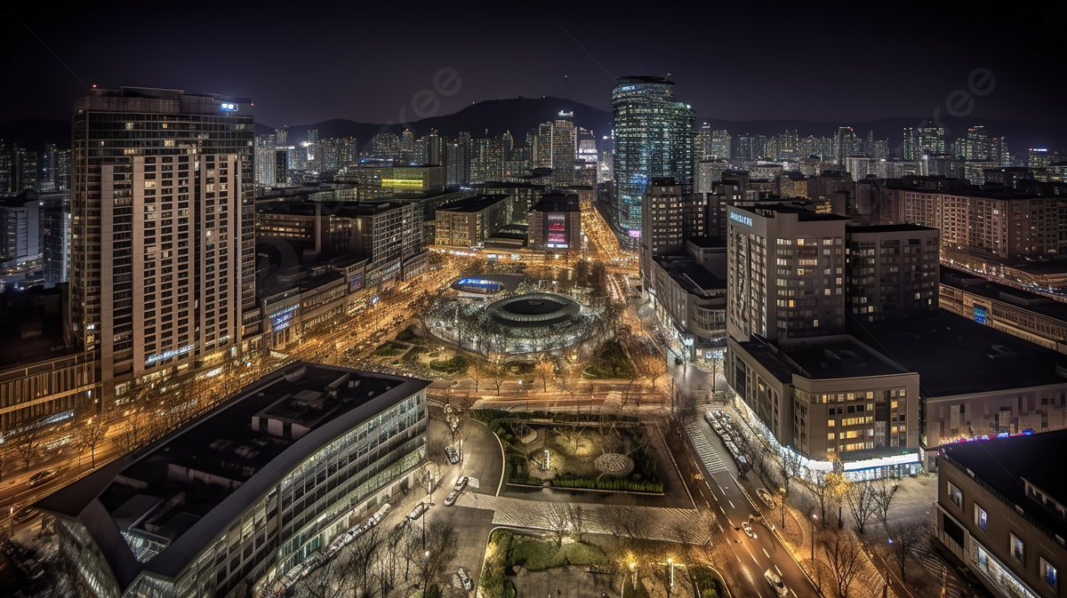 Skyline View Of South Korean City At Night Background, City Center South Korea Seoul, HD Photography Photo, Sky Background Image And Wallpaper for Free Download