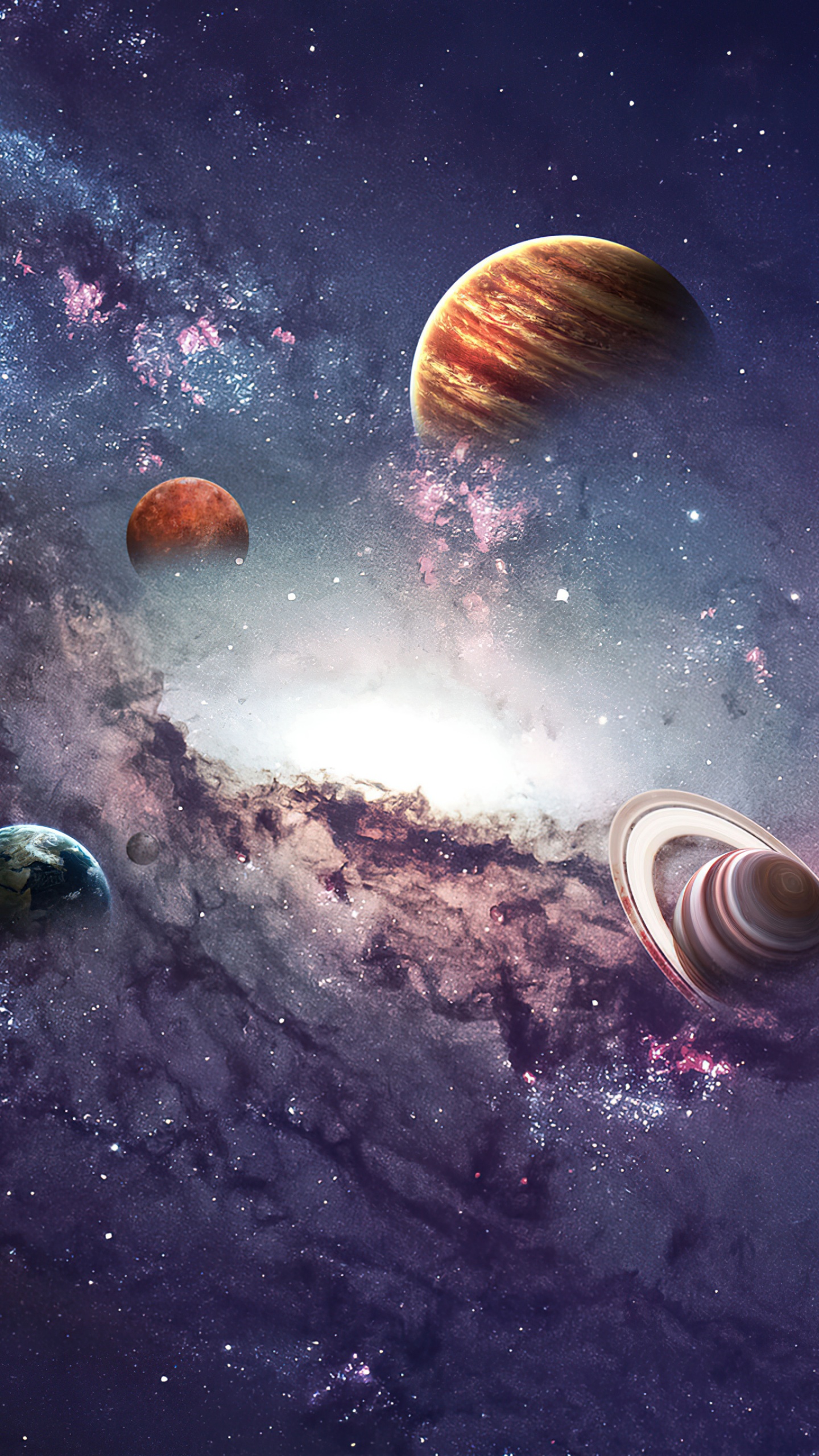 Solar system Planets Aesthetic 4K Wallpaper