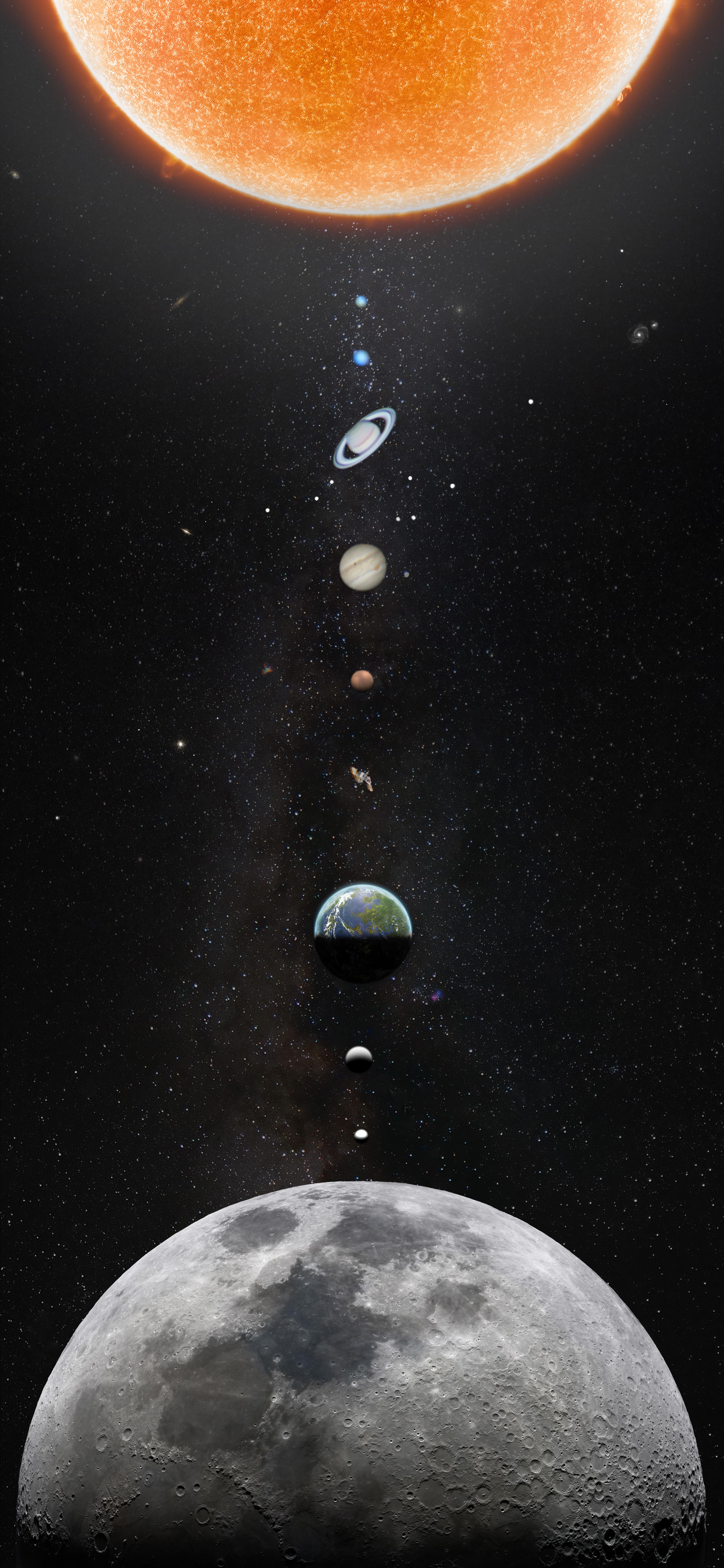 Six months ago I shared a composite of the solar system, but it was missing a couple planets. I recreated it with 9x the resolution, after spending months hunting planets in my
