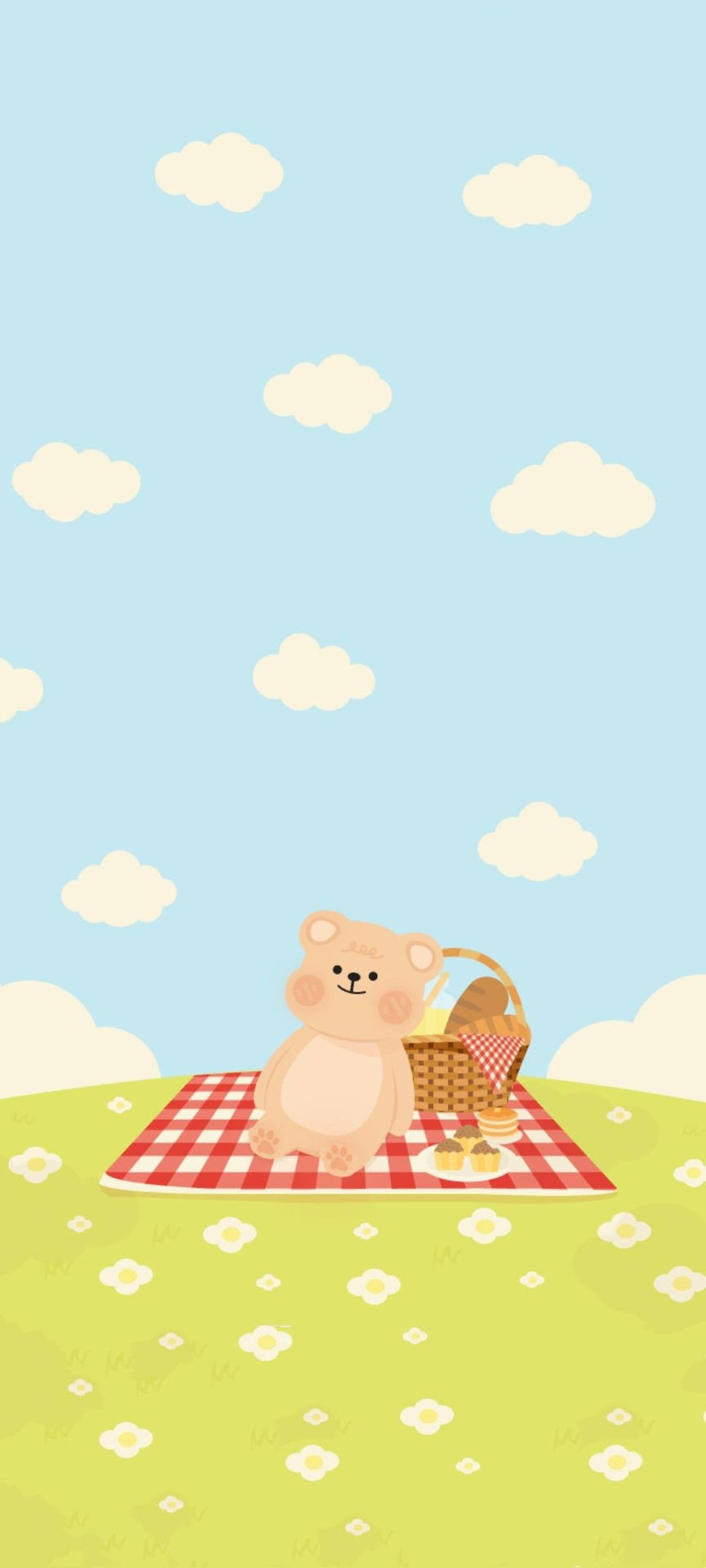 Download Korean Bear On A Picnic Wallpaper