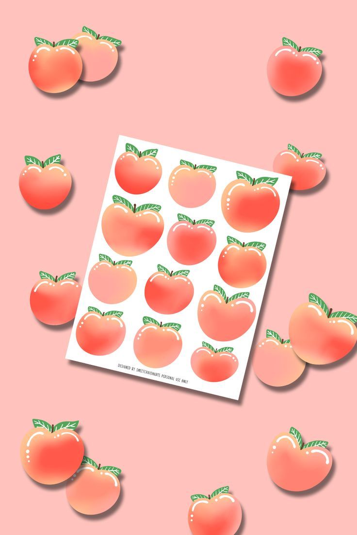 Cute Peach Digital Sticker Pack Printable Stickers. Digital sticker, Food stickers, Peach