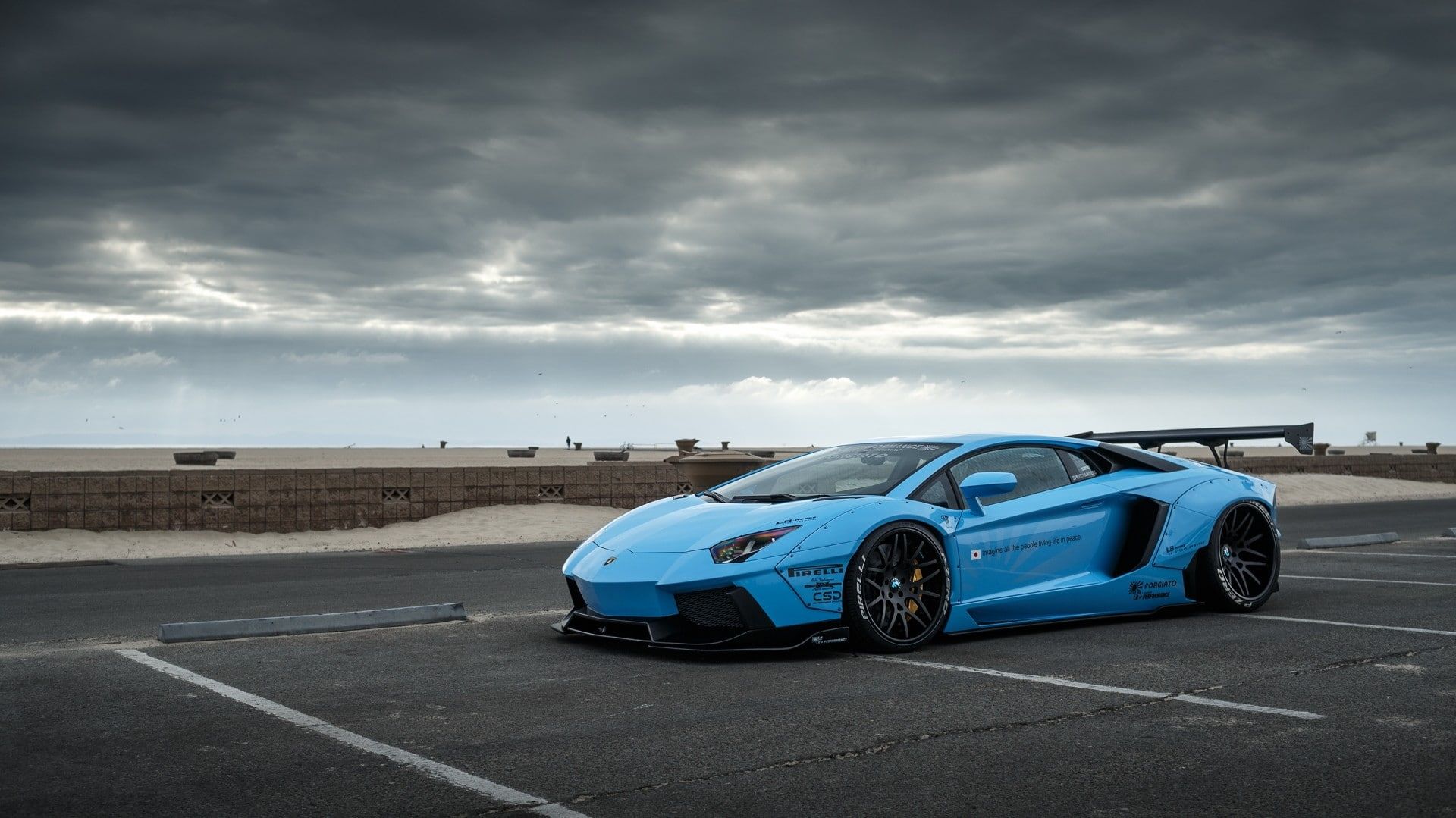 Lamborghini Aventador, blue cars