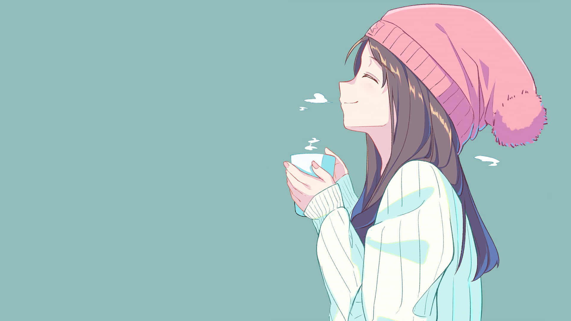 Download Smiling Anime Girl Aesthetic Winter Wallpaper
