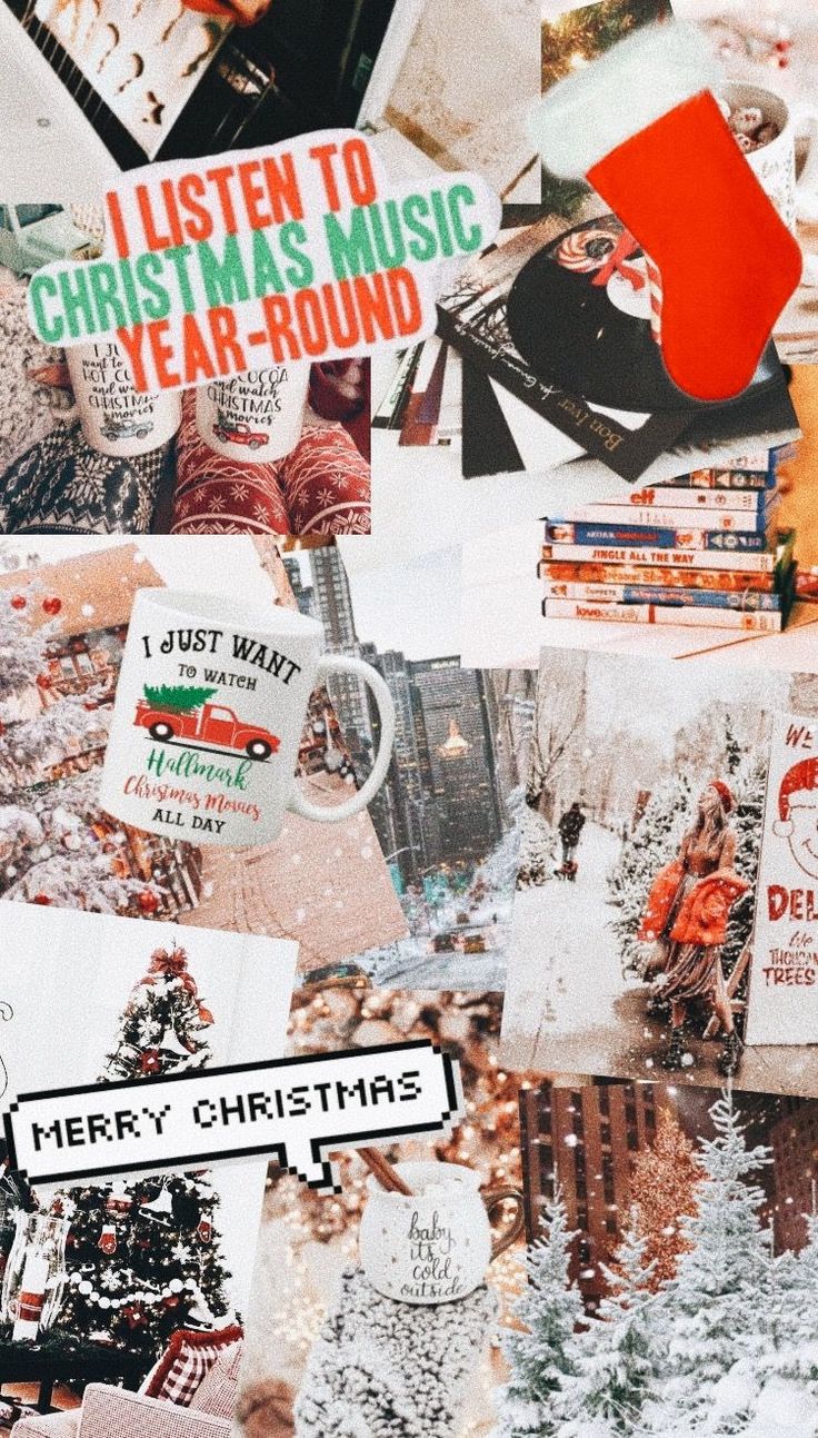 cute vsco aesthetic christmas photo collage iphone wallpaper light xmas. Photo collage iphone, iPhone wallpaper lights, Cute christmas wallpaper